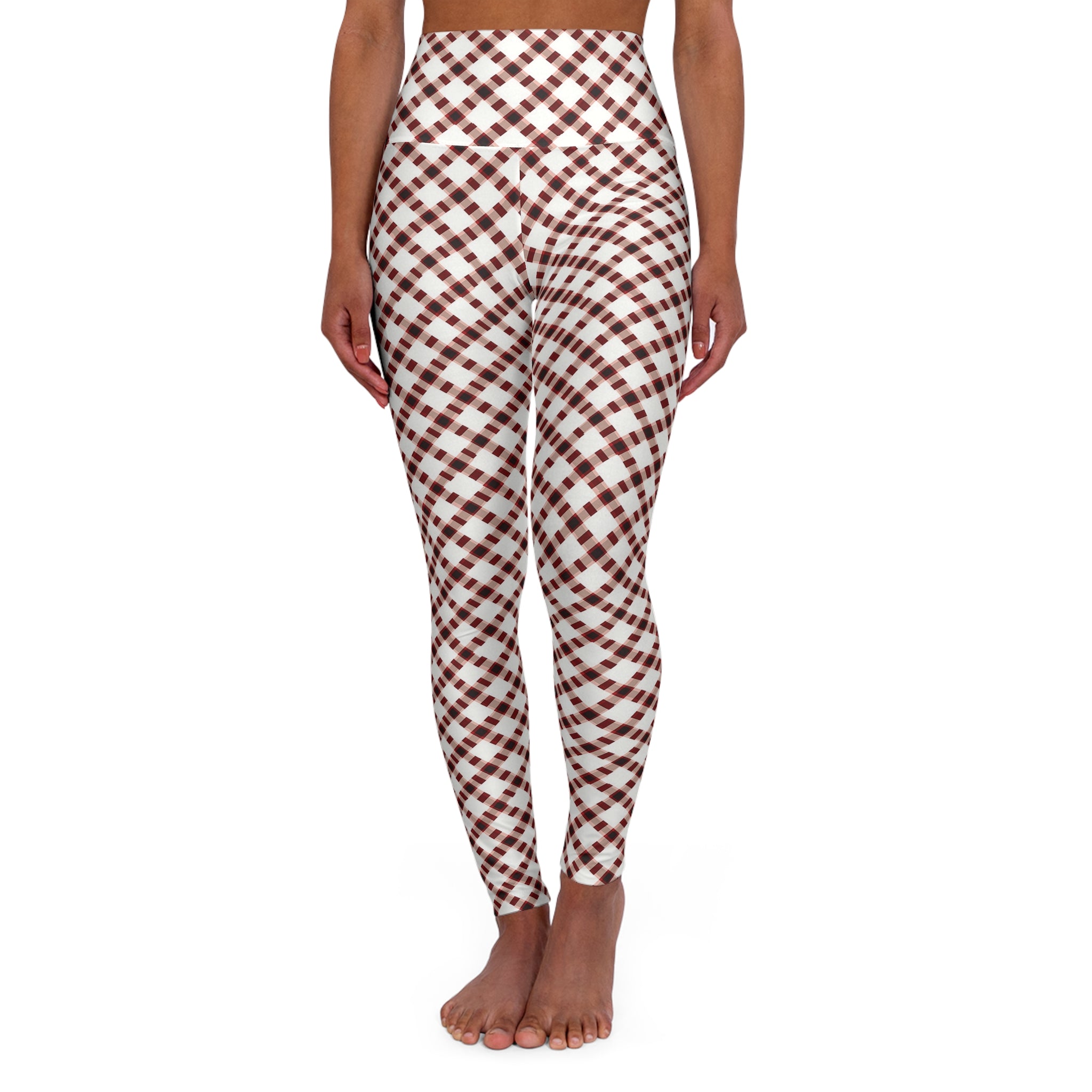 High Waisted Yoga Leggings (AOP) - Seamless Checkered Designs 06