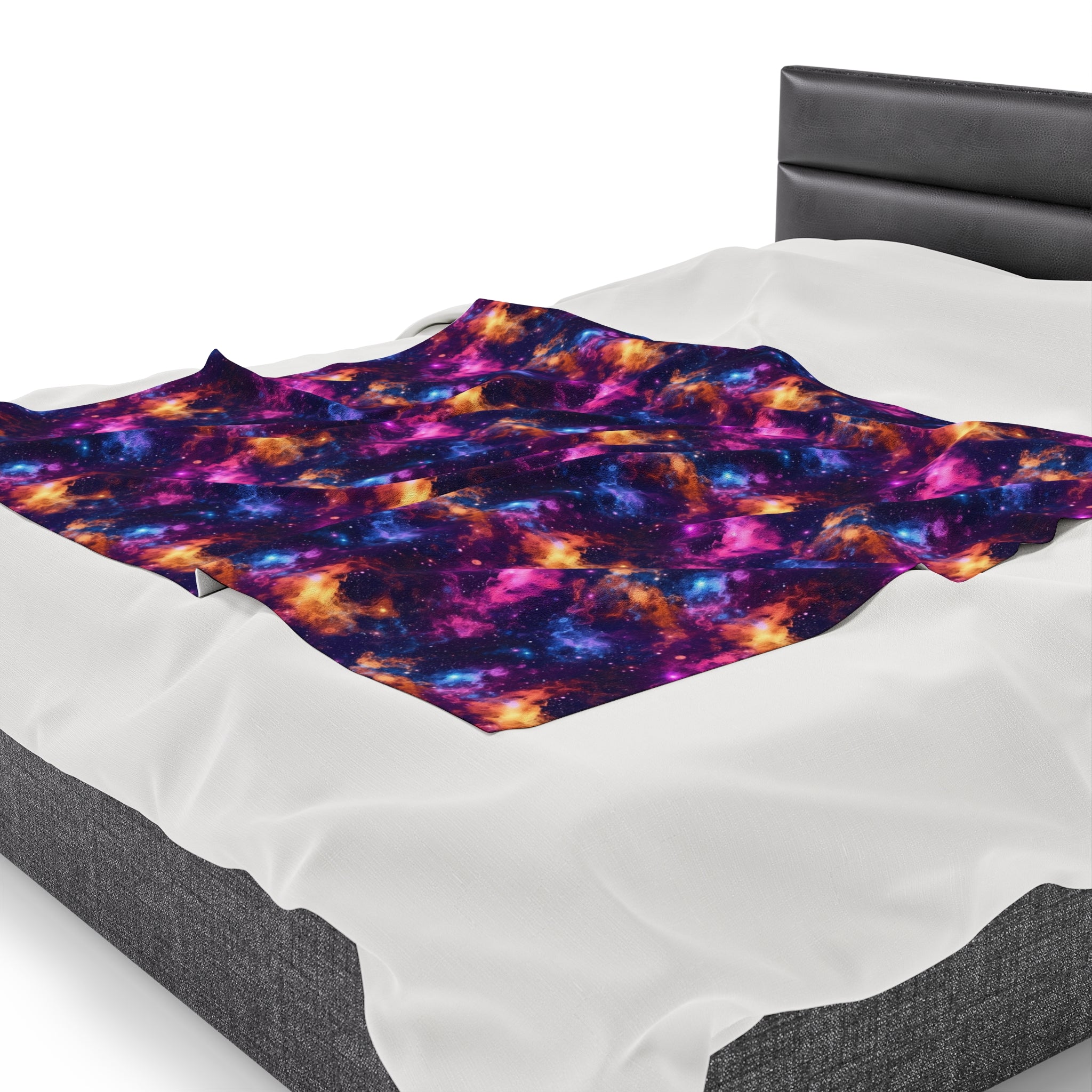 Velveteen Plush Blanket (AOP) - Fantasy Galaxies 06