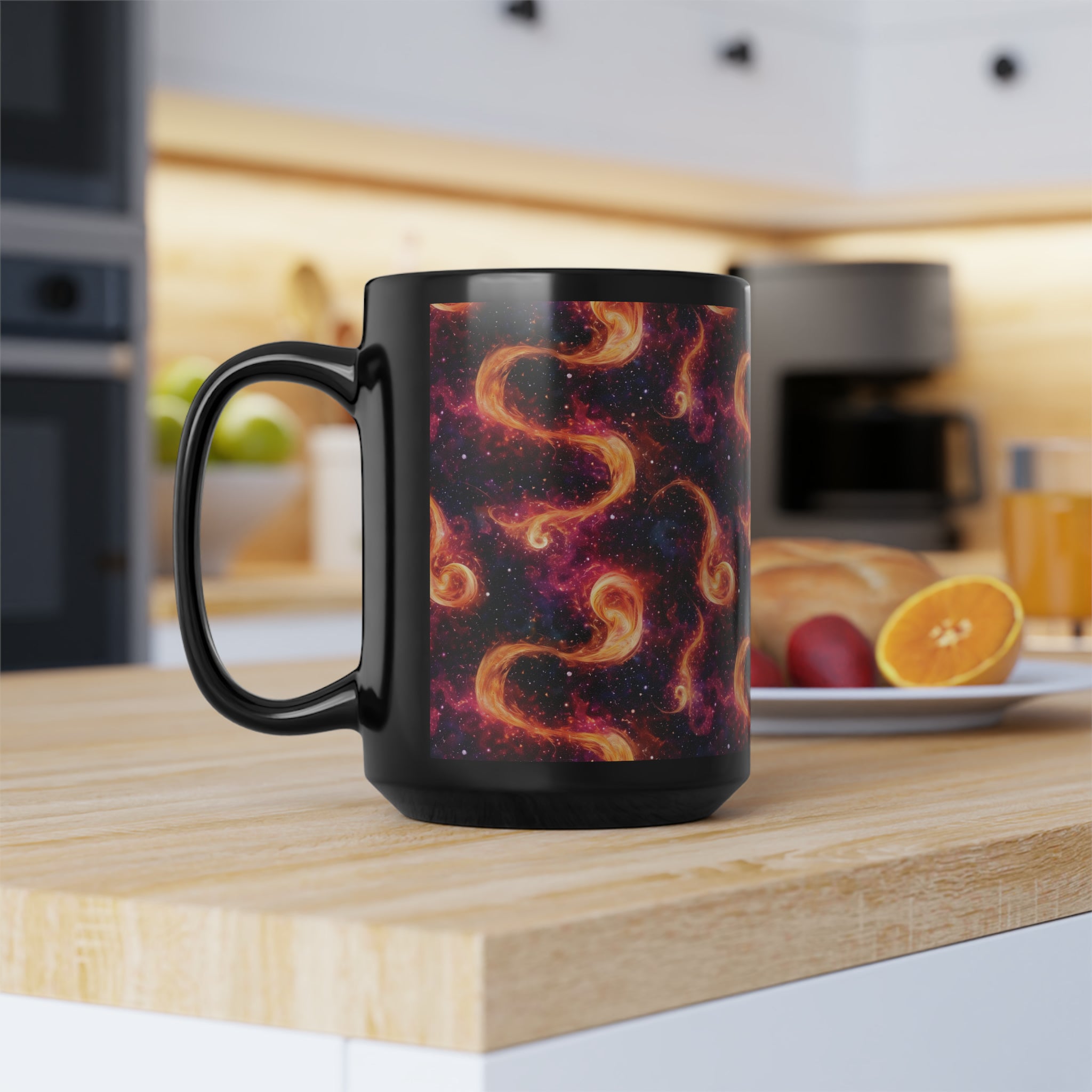 Black Mug, 15oz (AOP) - Fantasy Galaxies 03