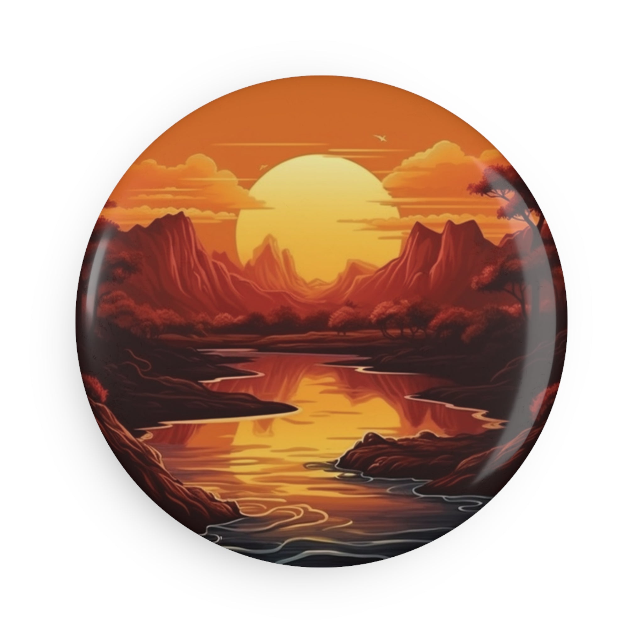 Button Magnet, Round (1 & 10 pcs) - Sunsets 02