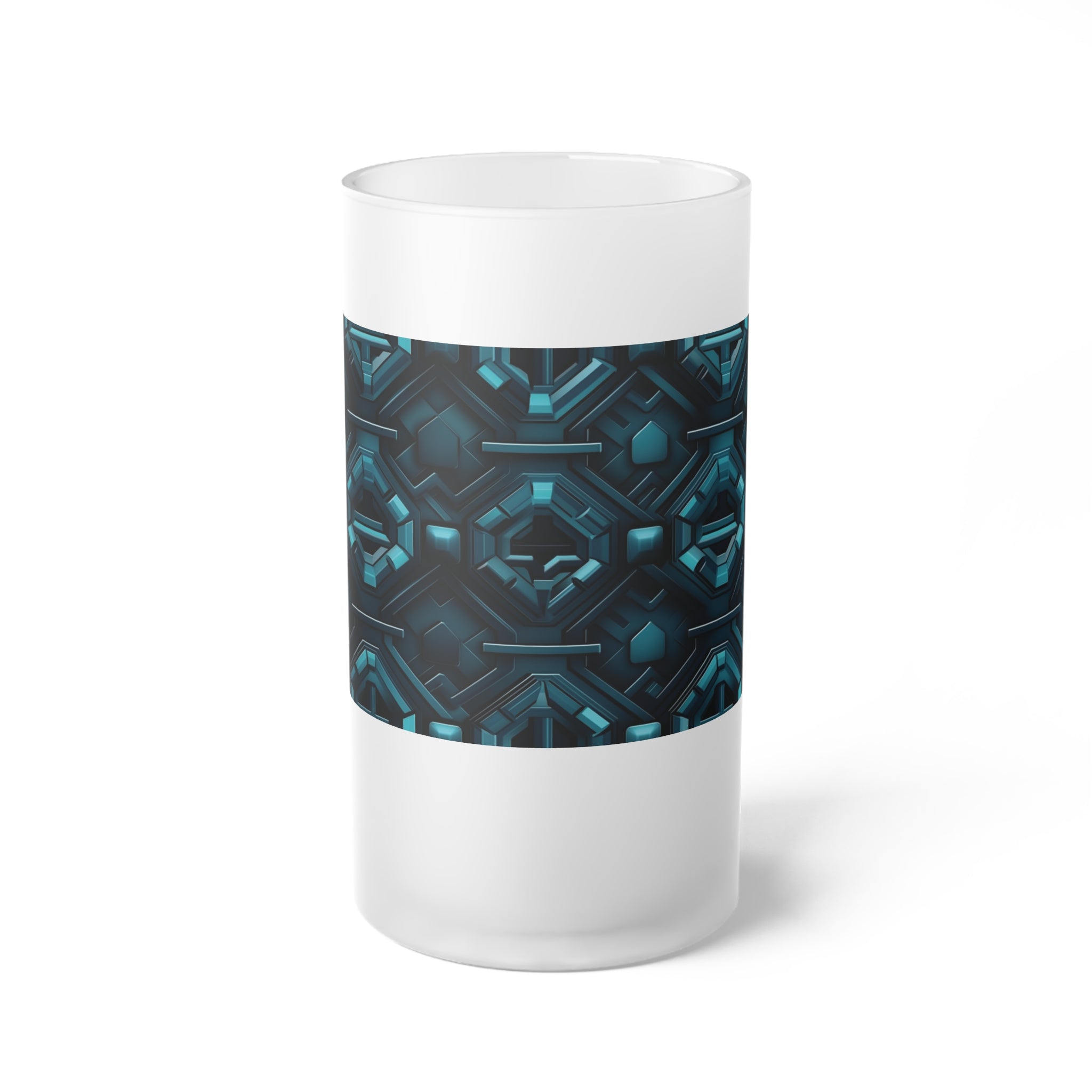 Frosted Glass Beer Mug (AOP) - Seamless Futuristic Designs 08