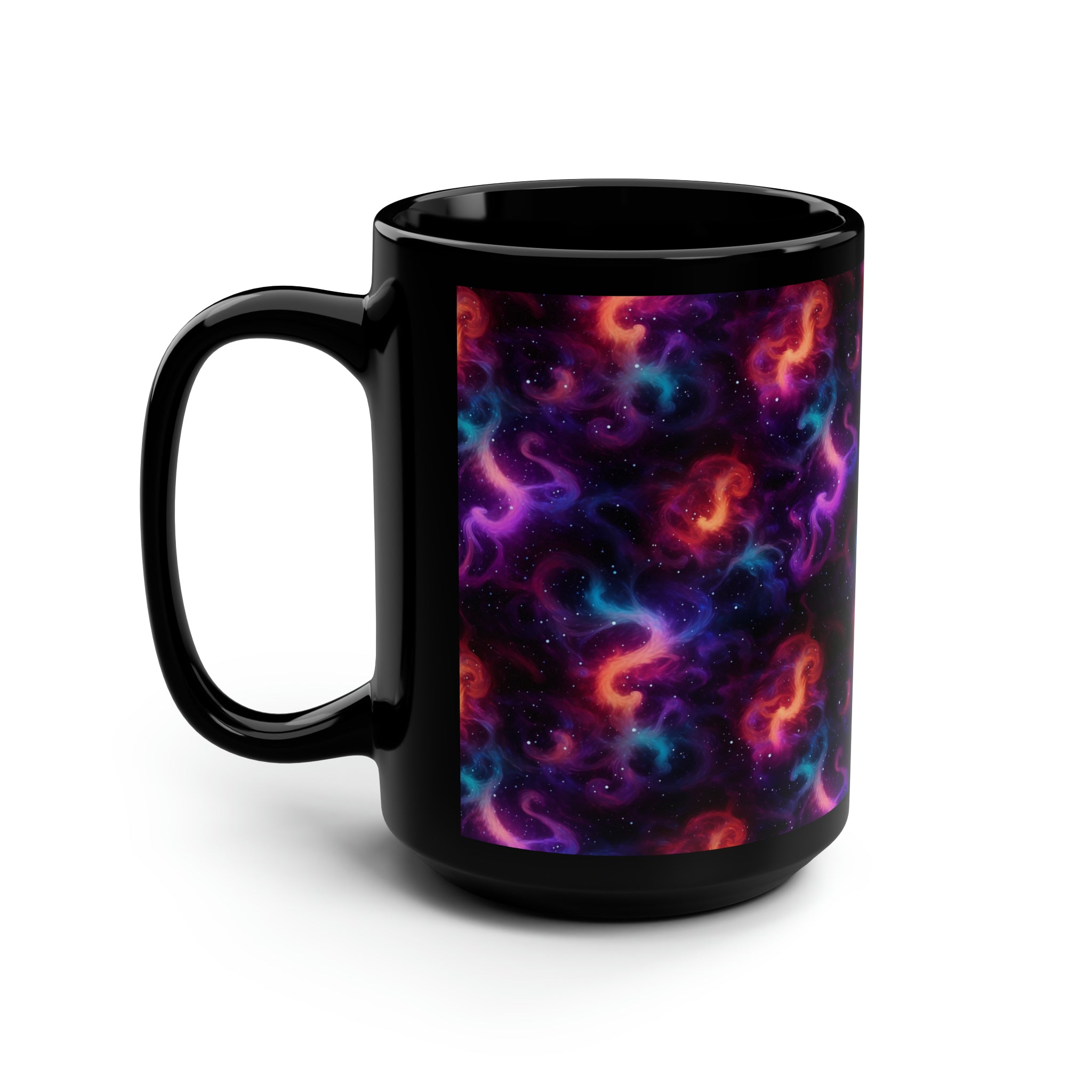 Black Mug, 15oz (AOP) - Fantasy Galaxies 04