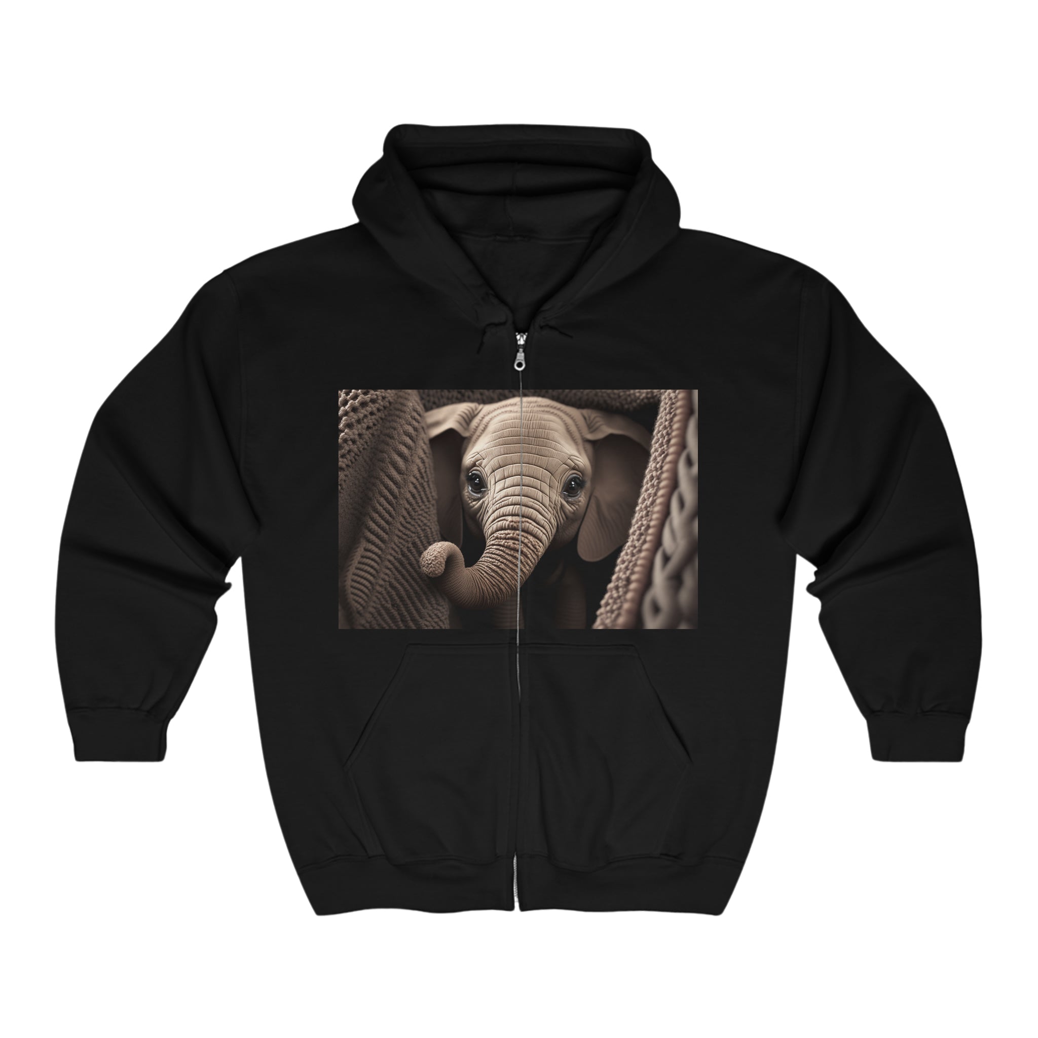 Unisex Heavy Blend™ Full Zip Hooded Sweatshirt - Baby Animals - Elephant