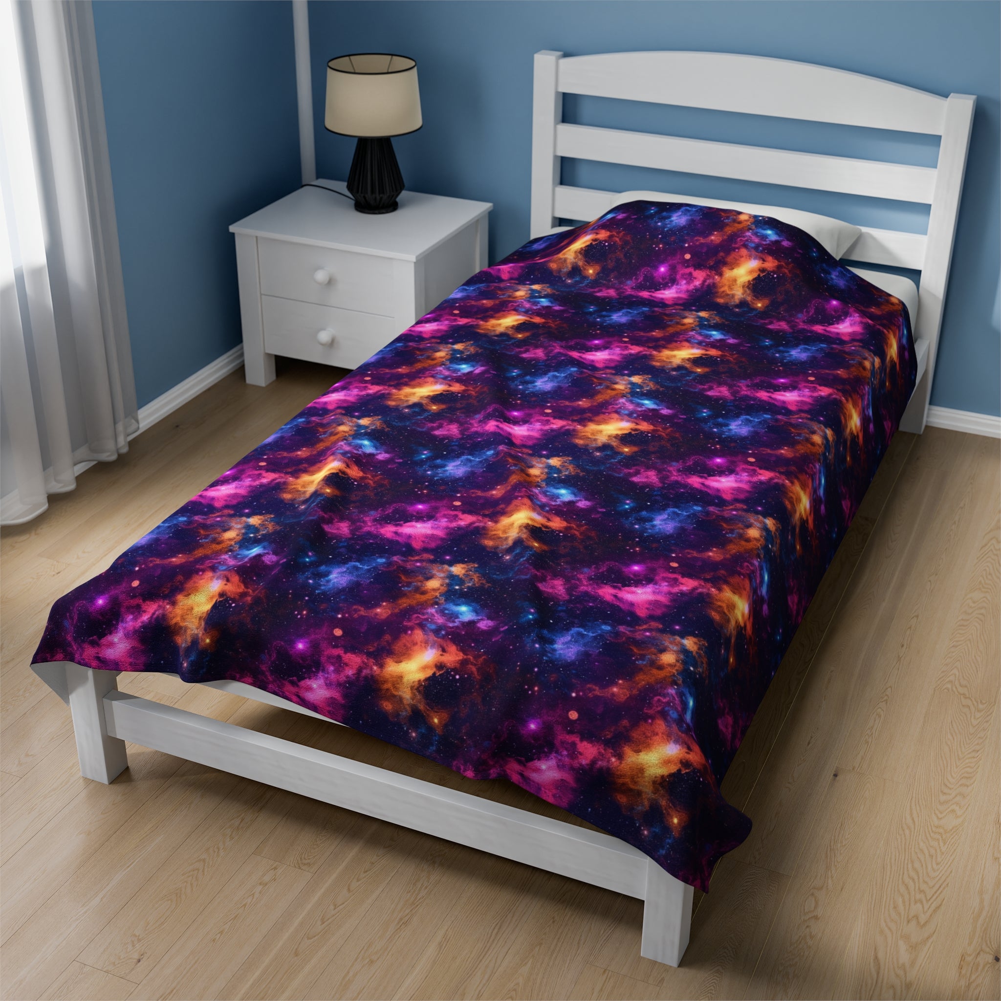 Velveteen Plush Blanket (AOP) - Fantasy Galaxies 06