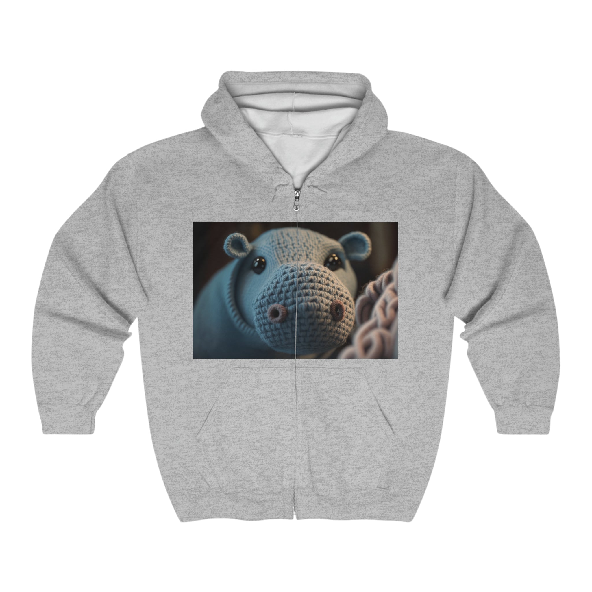 Unisex Heavy Blend™ Full Zip Hooded Sweatshirt - Baby Animals - Hippopotamus