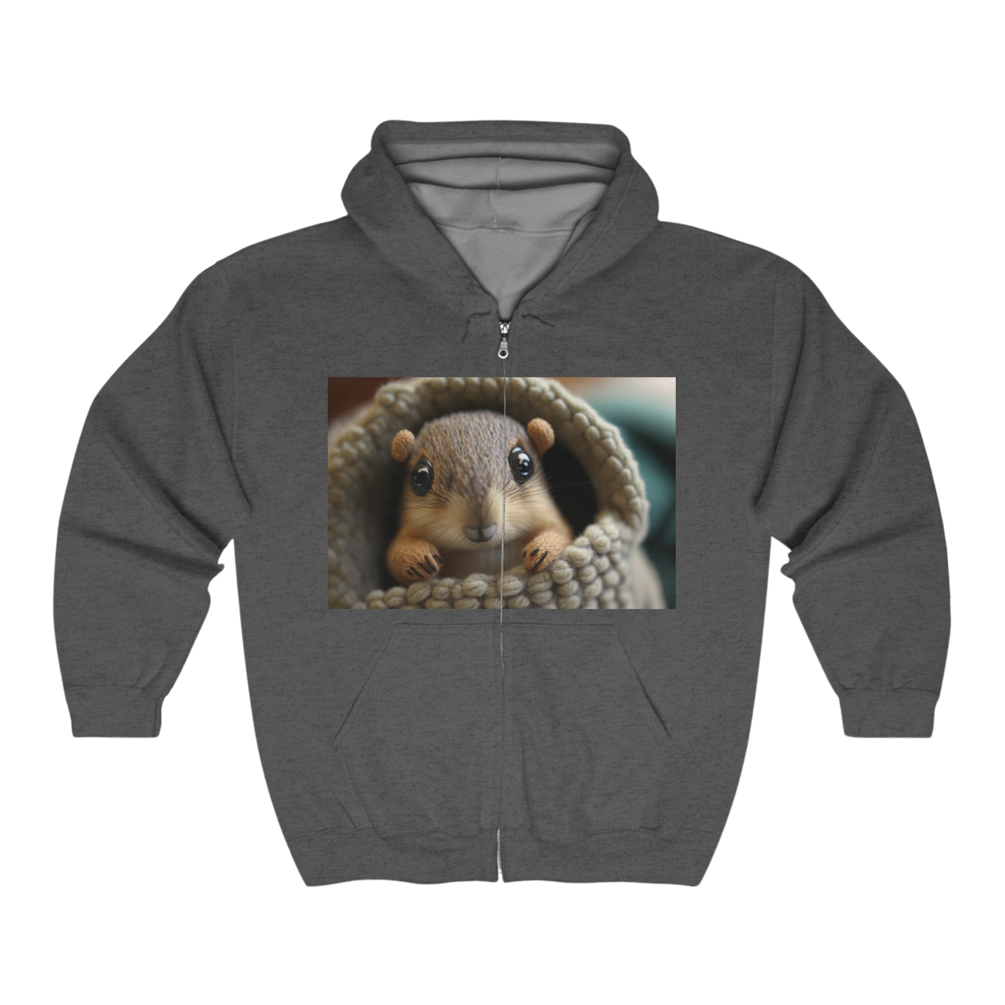 Unisex Heavy Blend™ Full Zip Hooded Sweatshirt - Baby Animals - Squirrel