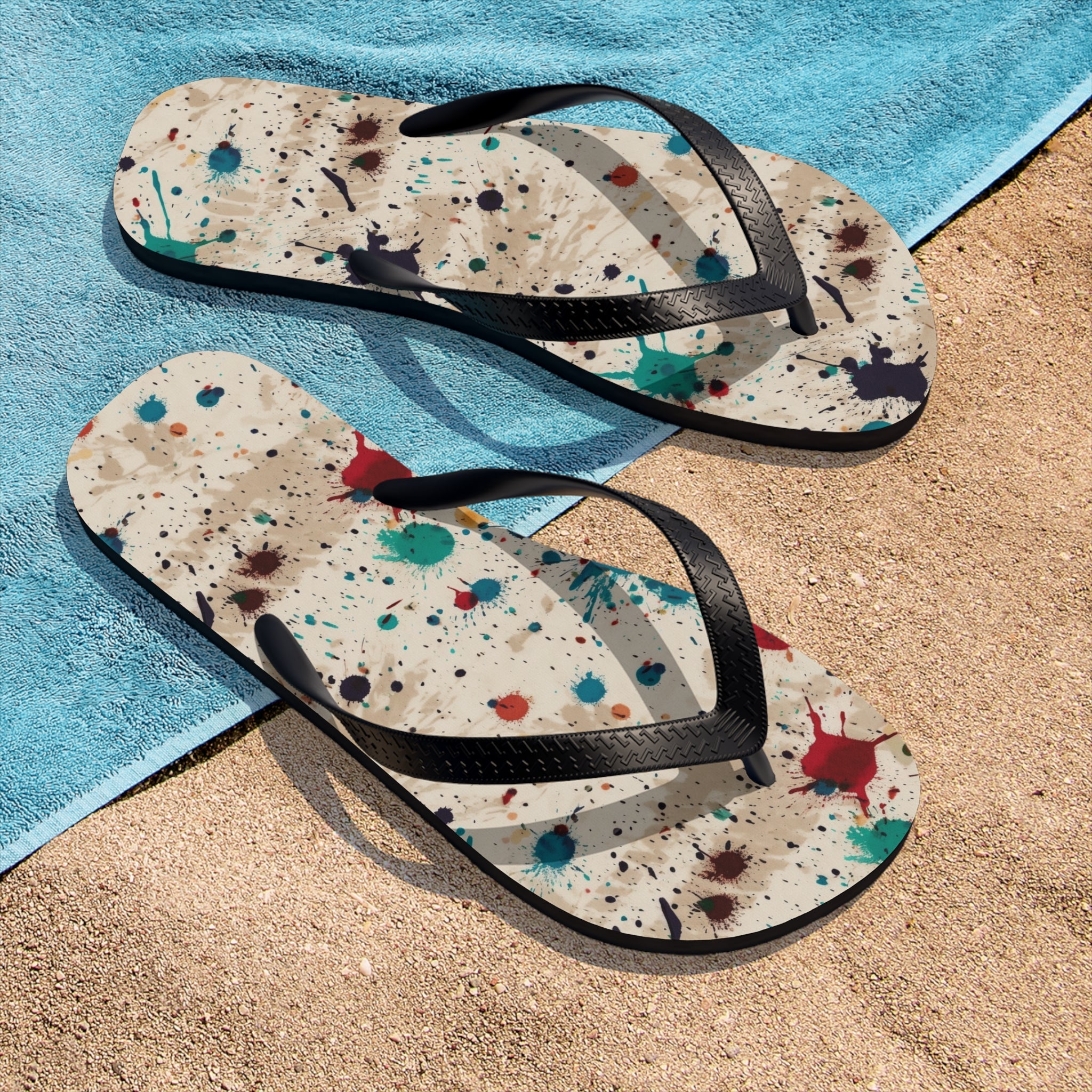 Unisex Flip-Flops (AOP) - Seamless Color Splatter Designs 07