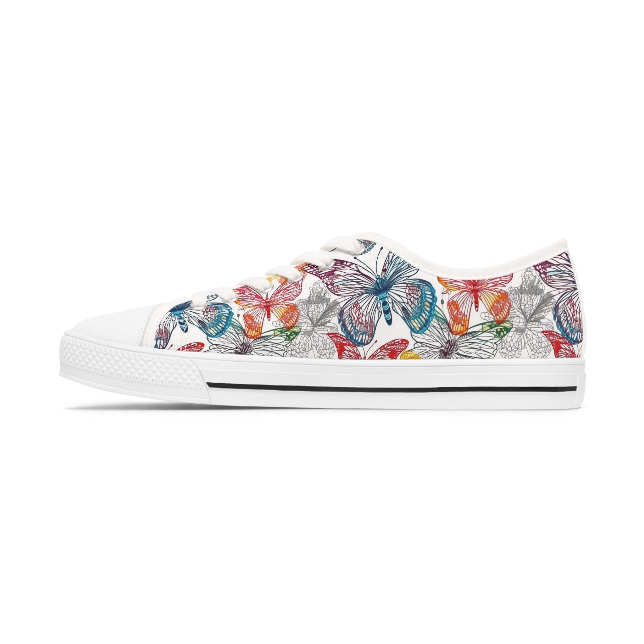 Women's Low Top Sneakers (AOP) - Seamless Butterfly Designs 05