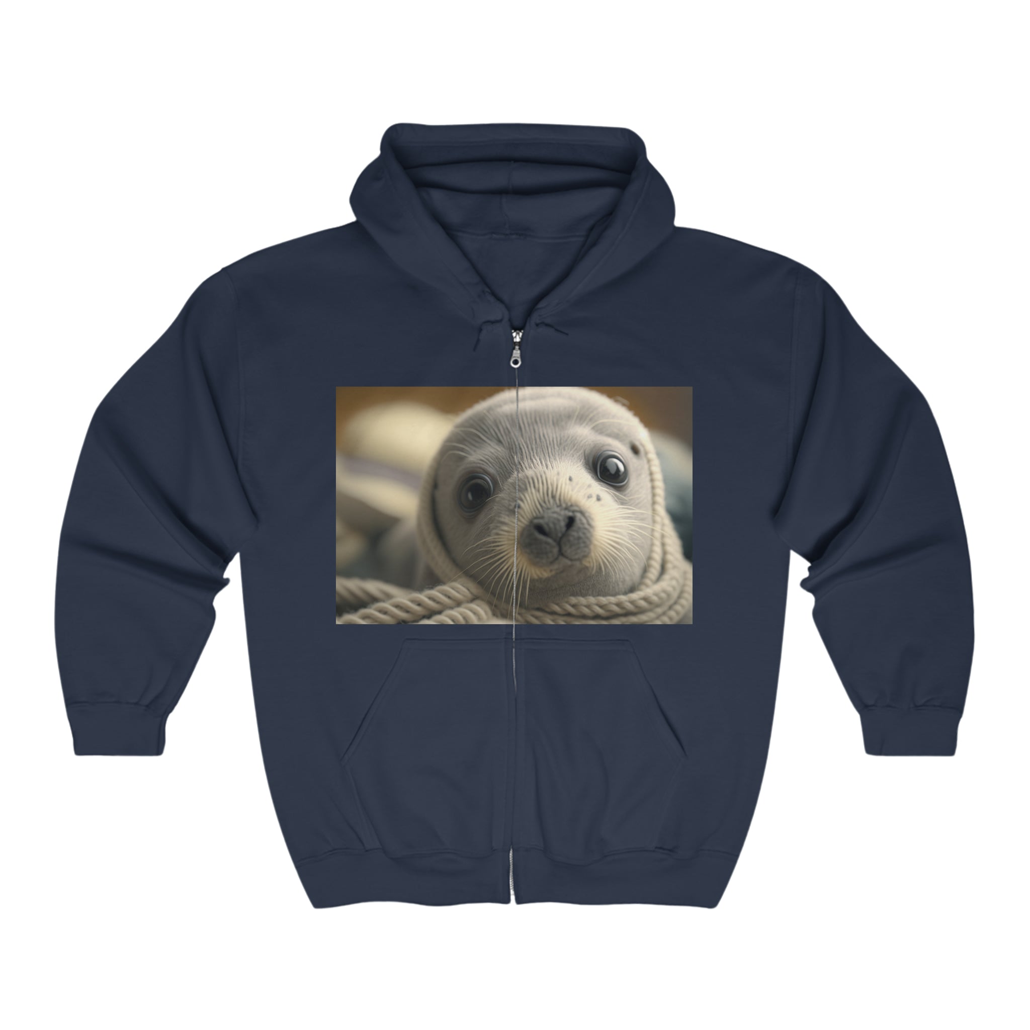 Unisex Heavy Blend™ Full Zip Hooded Sweatshirt - Baby Animals - Seal