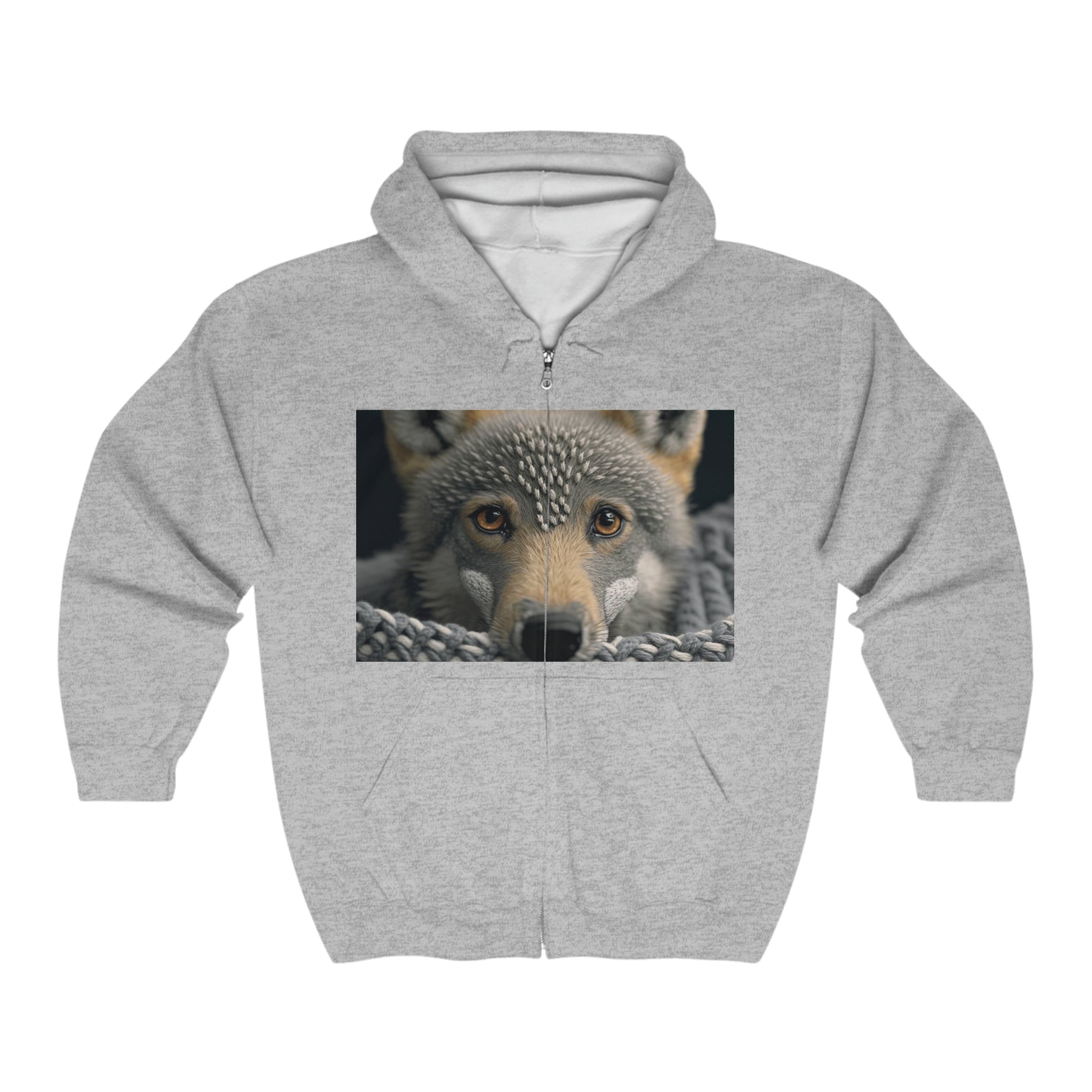 Unisex Heavy Blend™ Full Zip Hooded Sweatshirt - Baby Animals - Wolf