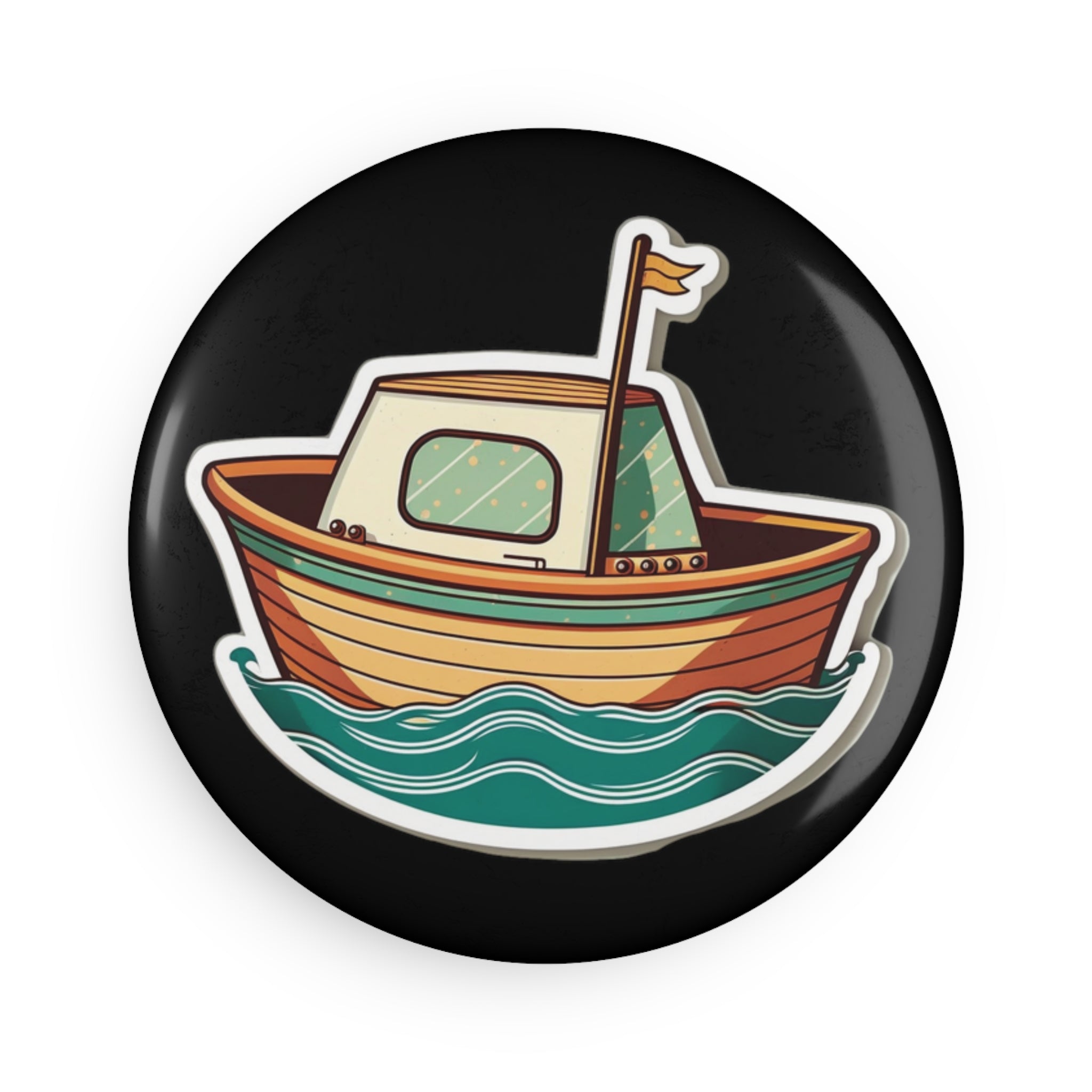 Button Magnet, Round (1 & 10 pcs) - Boat