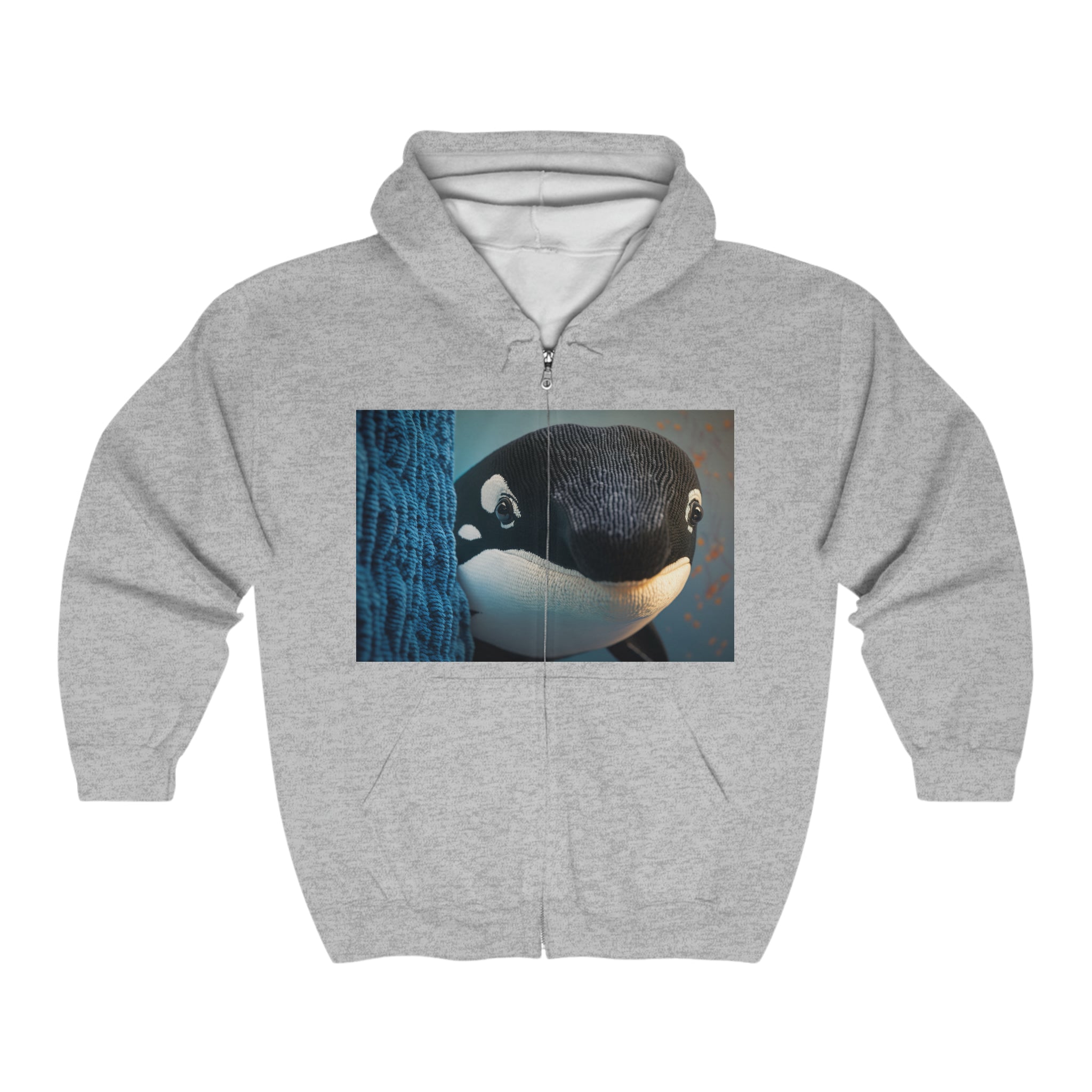 Unisex Heavy Blend™ Full Zip Hooded Sweatshirt - Baby Animals - Orca