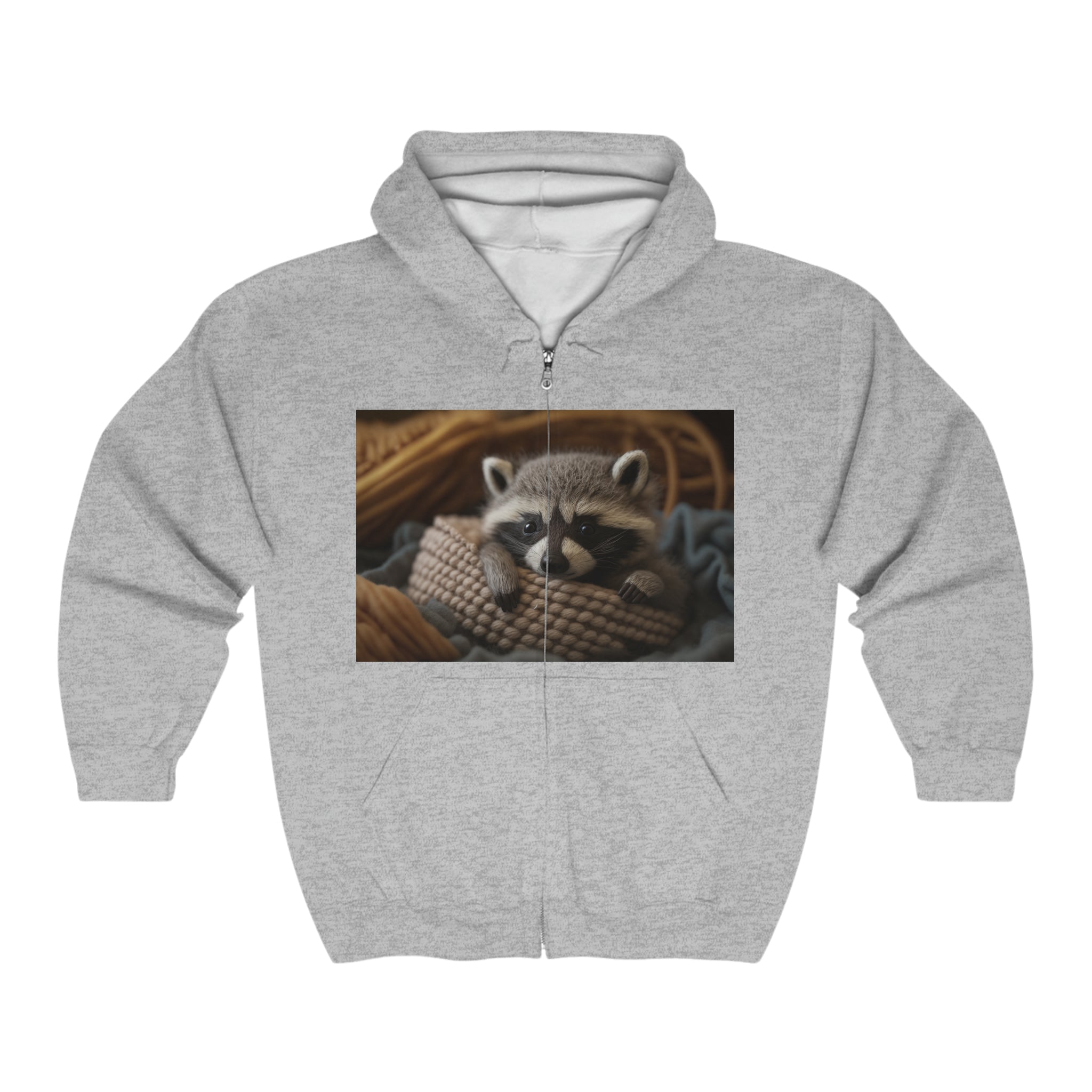 Unisex Heavy Blend™ Full Zip Hooded Sweatshirt - Baby Animals - Raccoon