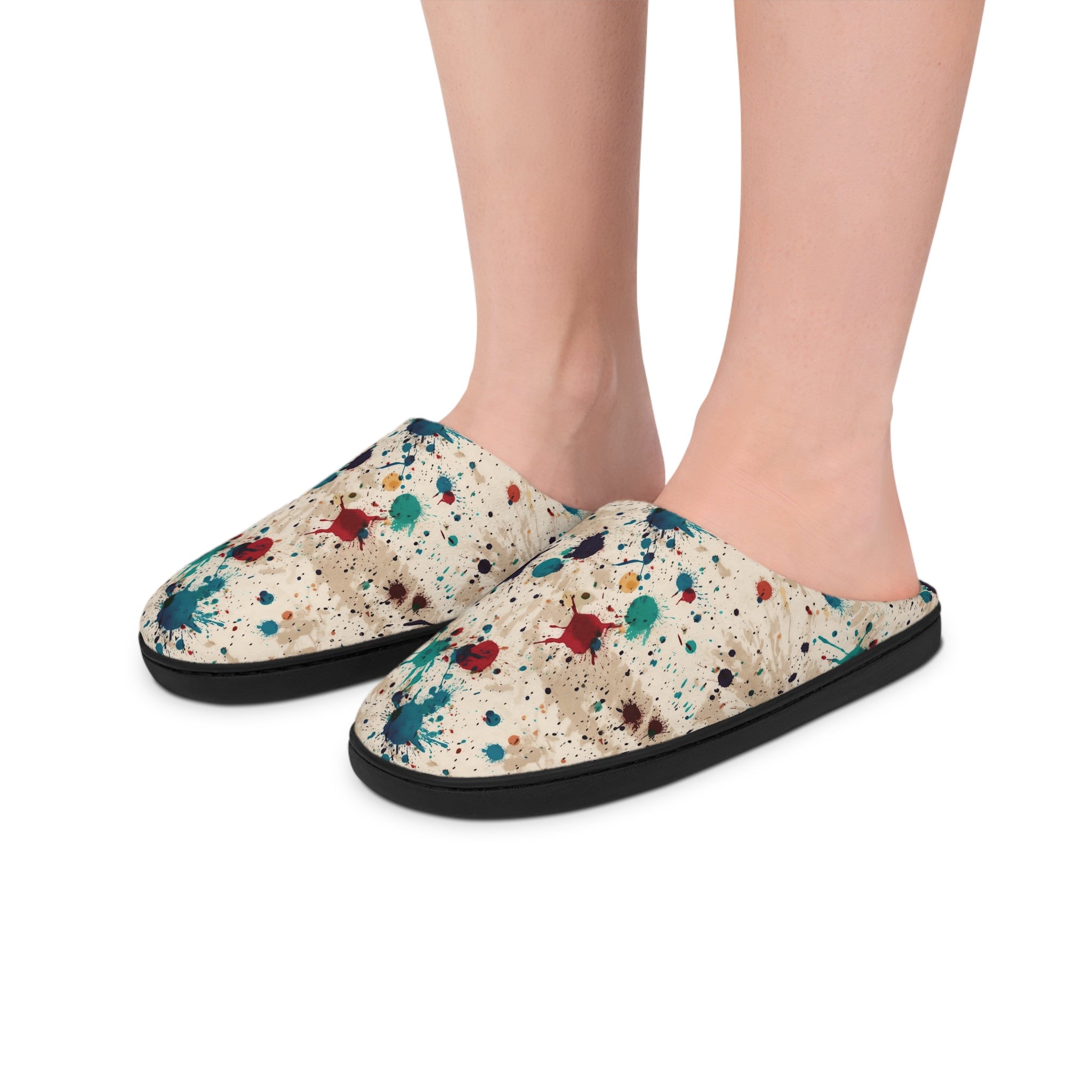 Men's Indoor Slippers (AOP) - Seamless Color Splatter Design 07