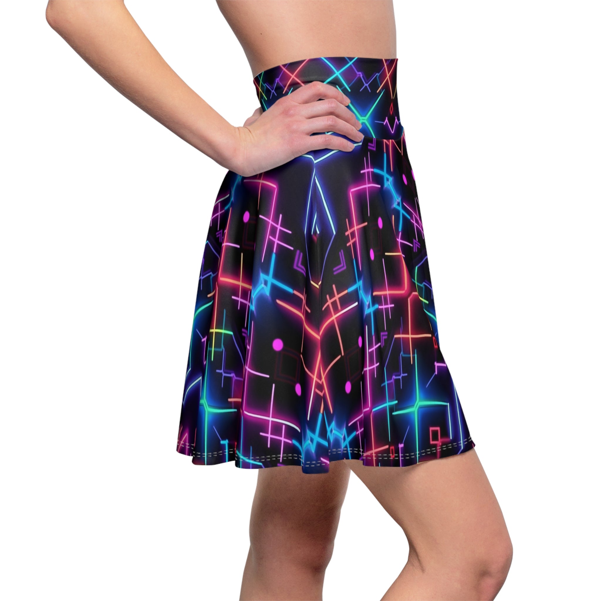 Women's Skater Skirt (AOP) - Seamless Neon Designs