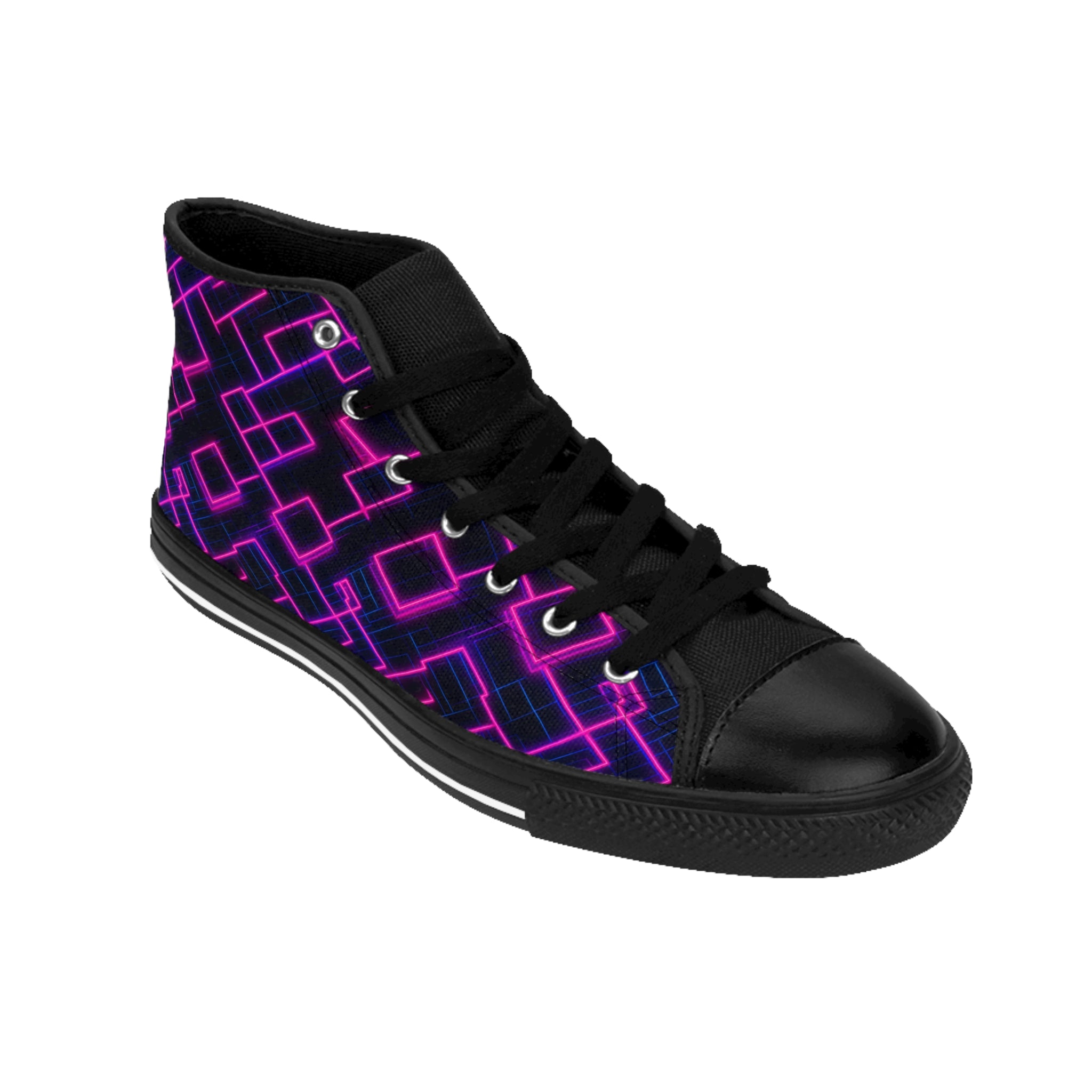 Men's Classic Sneakers (AOP) - Seamless Vibrant Synthwave Designs 04