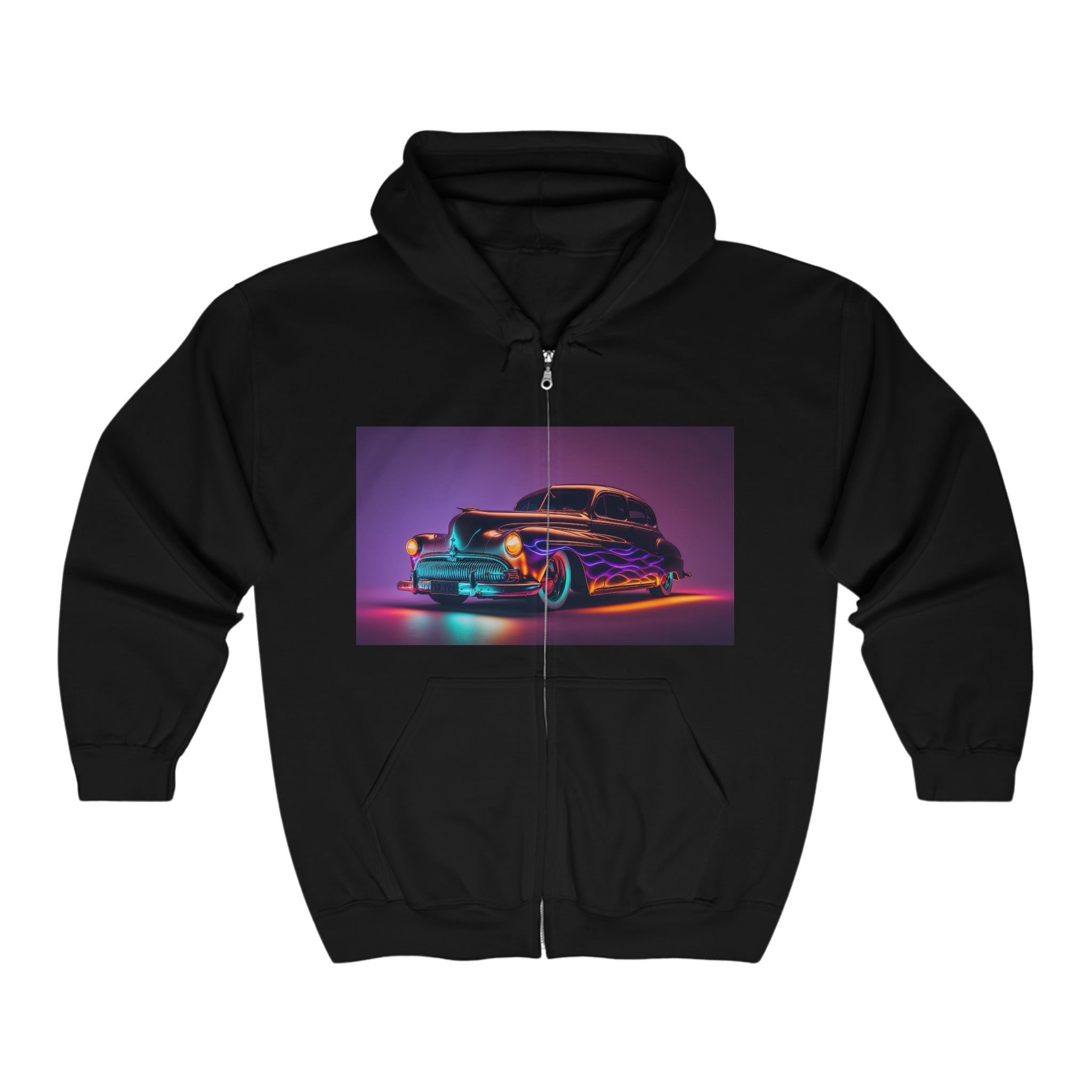 Unisex Heavy Blend™ Full Zip Hooded Sweatshirt - Neon Car 06