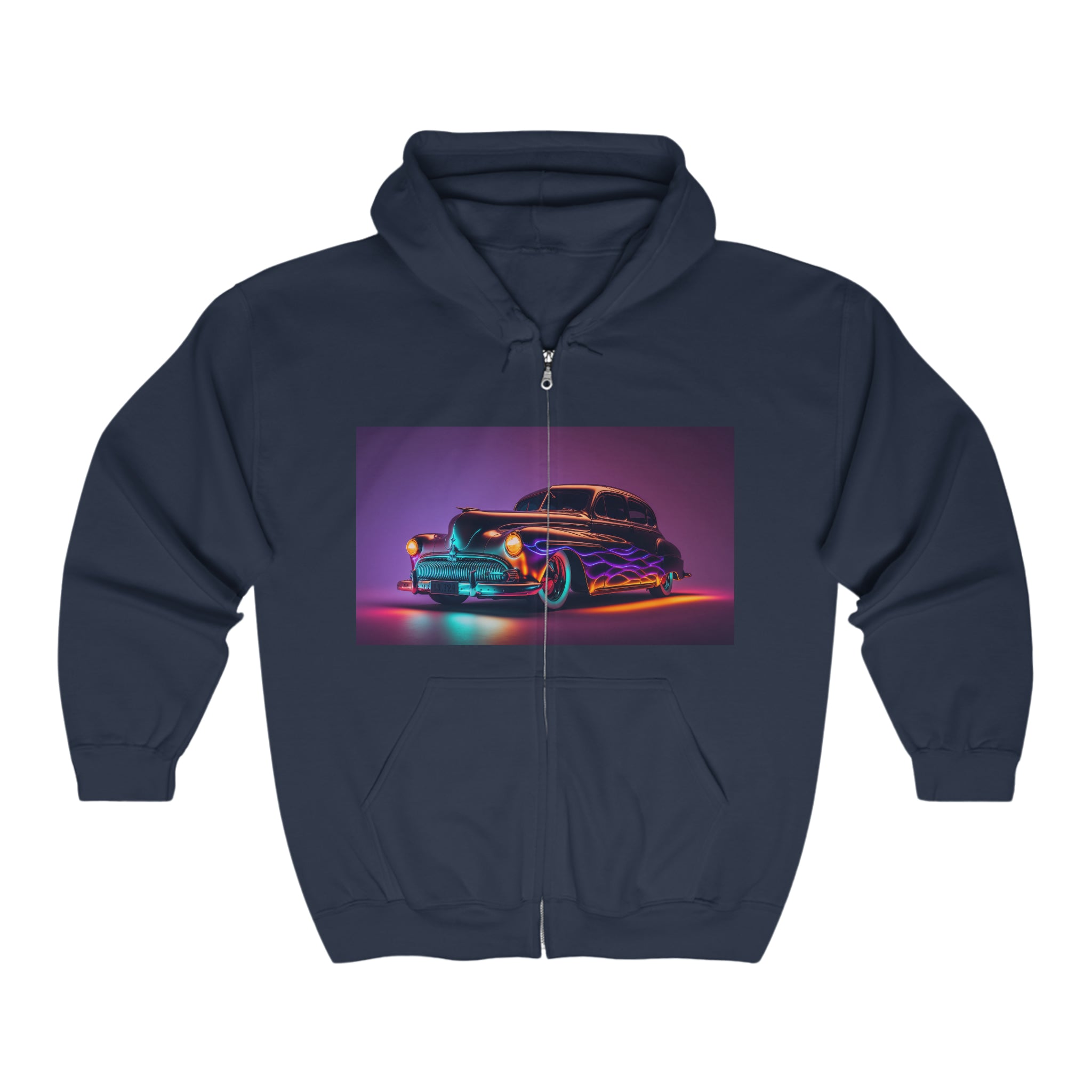 Unisex Heavy Blend™ Full Zip Hooded Sweatshirt - Neon Car 06