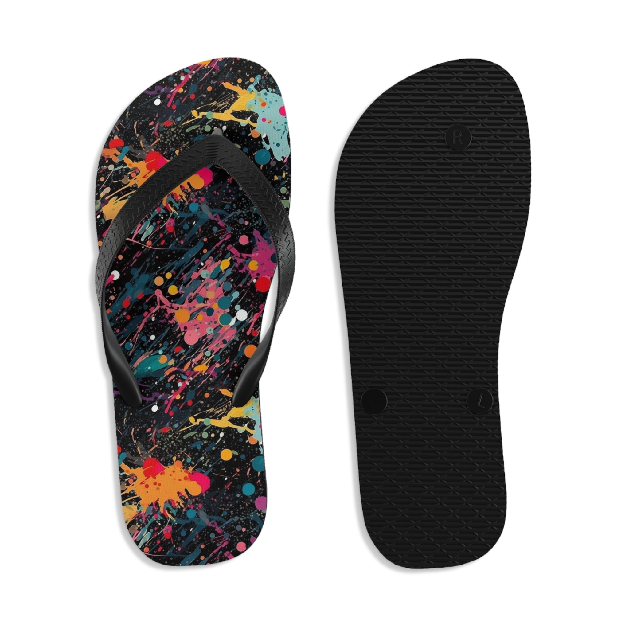 Unisex Flip-Flops (AOP) - Seamless Color Splatter Designs 03