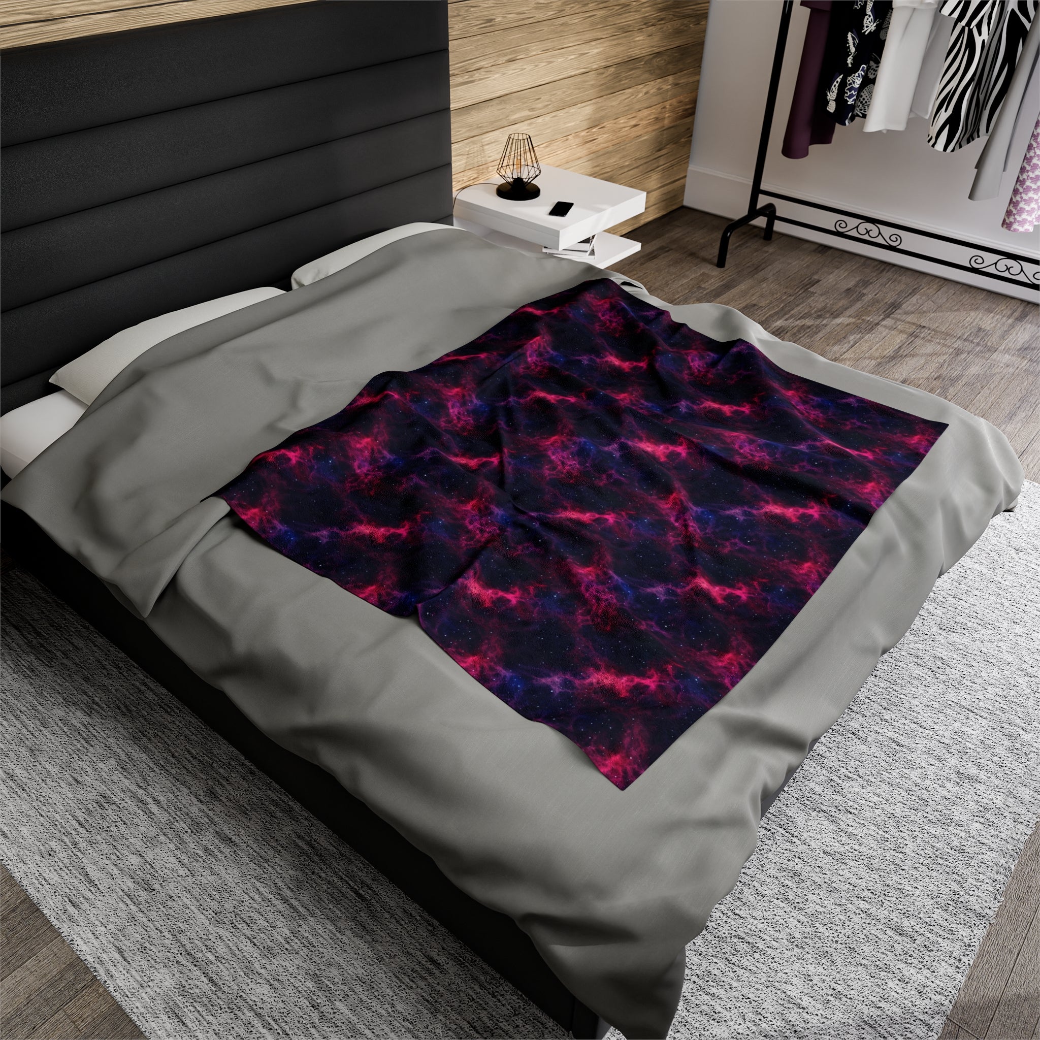 Velveteen Plush Blanket (AOP) - Fantasy Galaxies 02