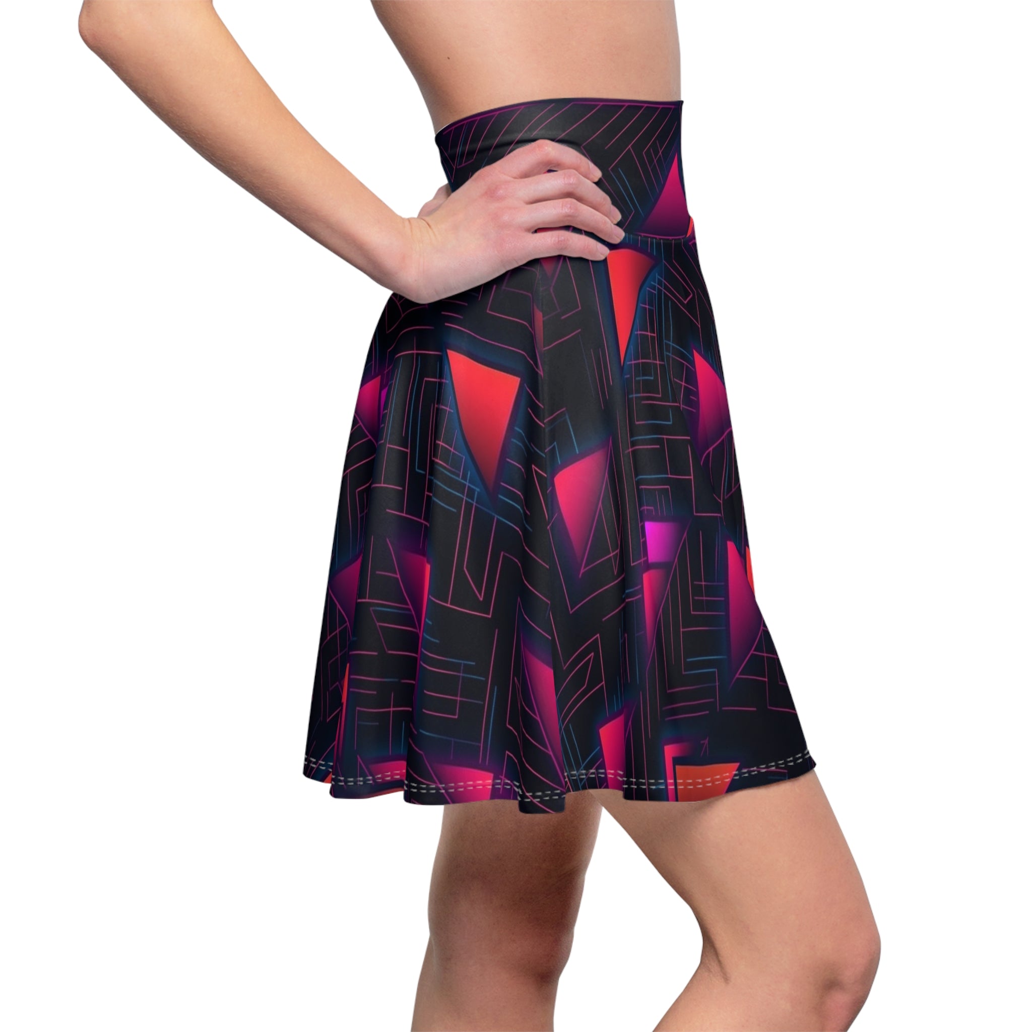 Women's Skater Skirt (AOP) - Seamless Synthwave Designs