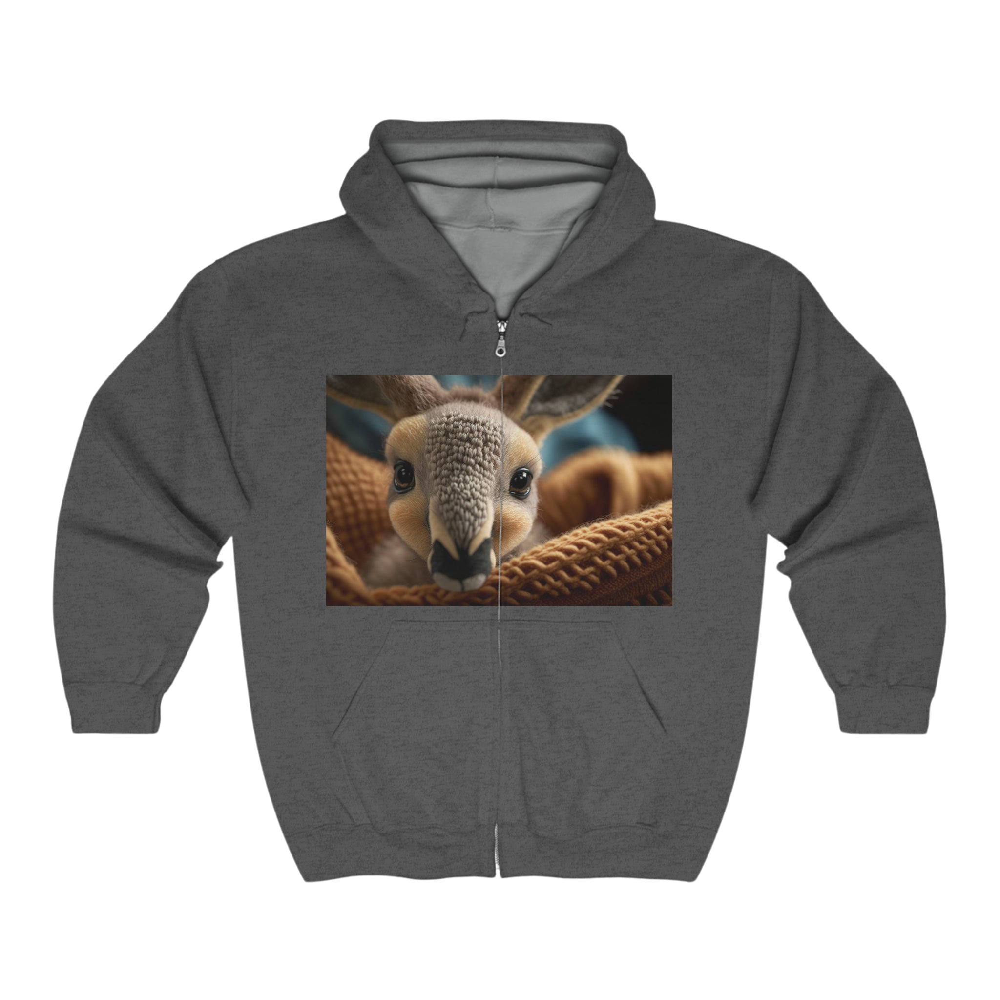 Unisex Heavy Blend™ Full Zip Hooded Sweatshirt - Baby Animals - Kangaroo