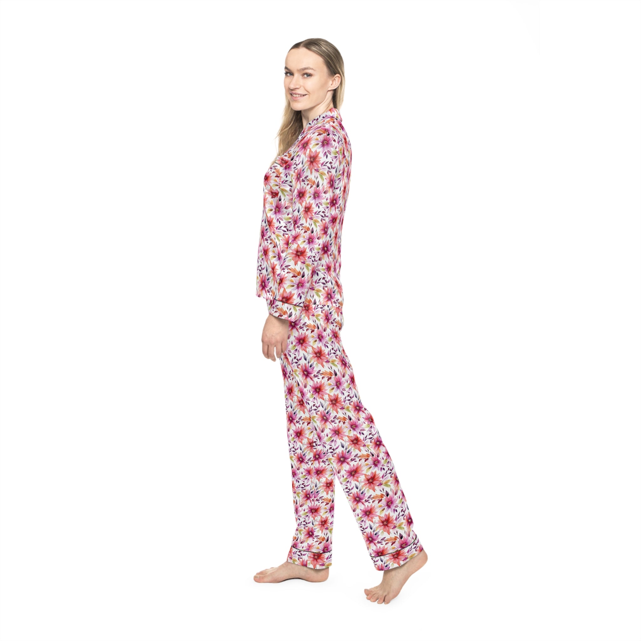 Women's Satin Pajamas (AOP) - Floral Prints 01