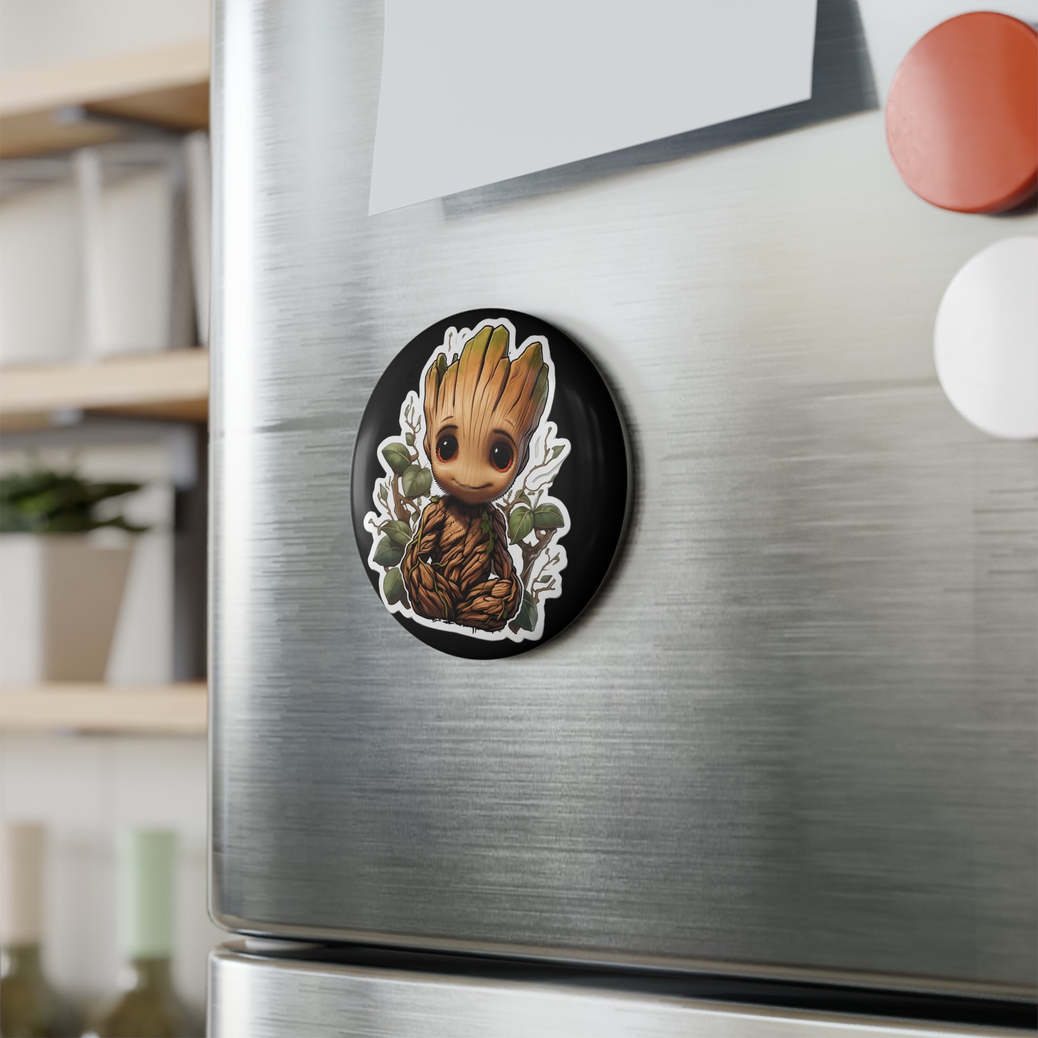 Button Magnet, Round (1 & 10 pcs) - Baby Groot 01