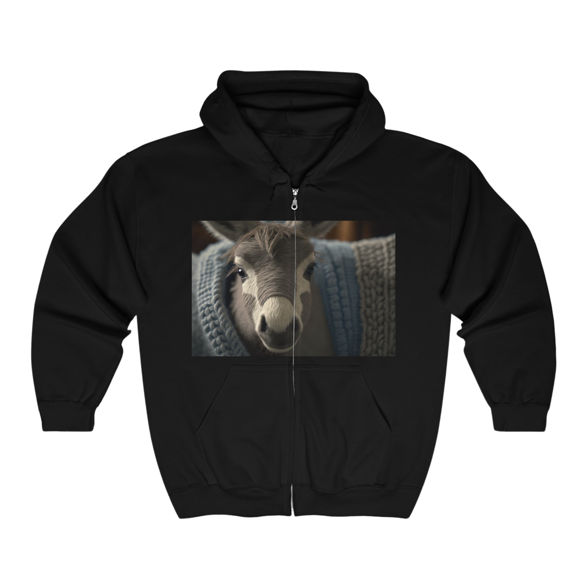 Unisex Heavy Blend™ Full Zip Hooded Sweatshirt - Baby Animals - Donkey