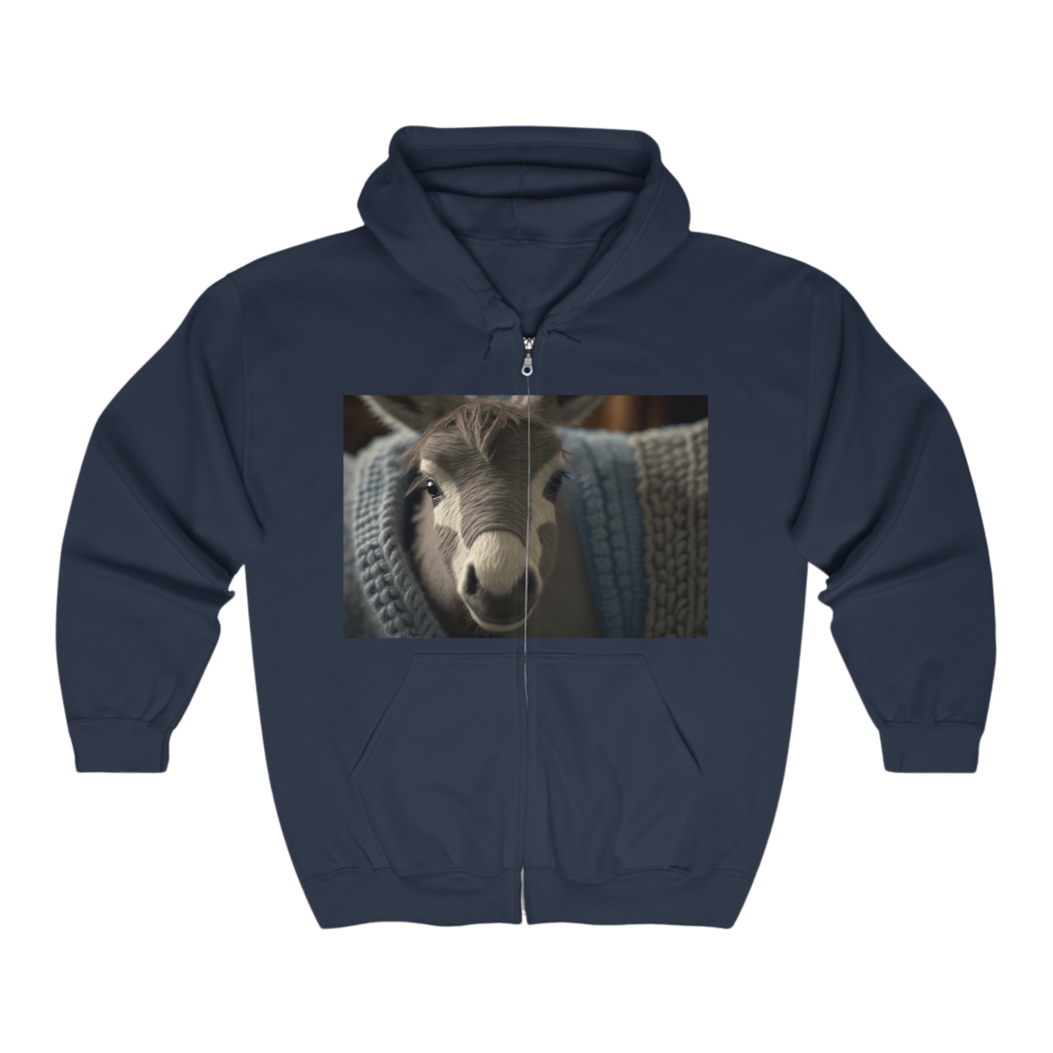 Unisex Heavy Blend™ Full Zip Hooded Sweatshirt - Baby Animals - Donkey