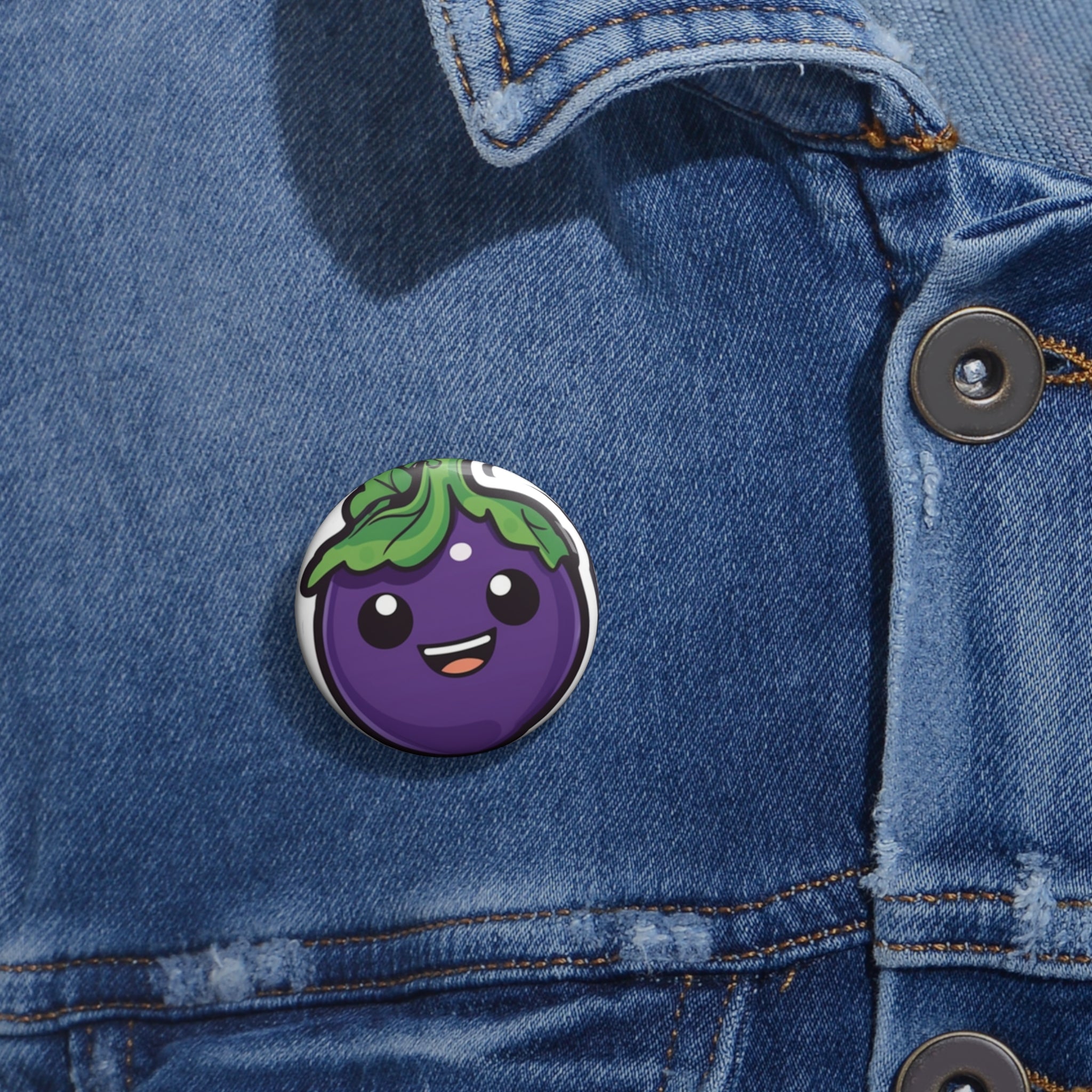 Custom Pin Buttons - Eggplant