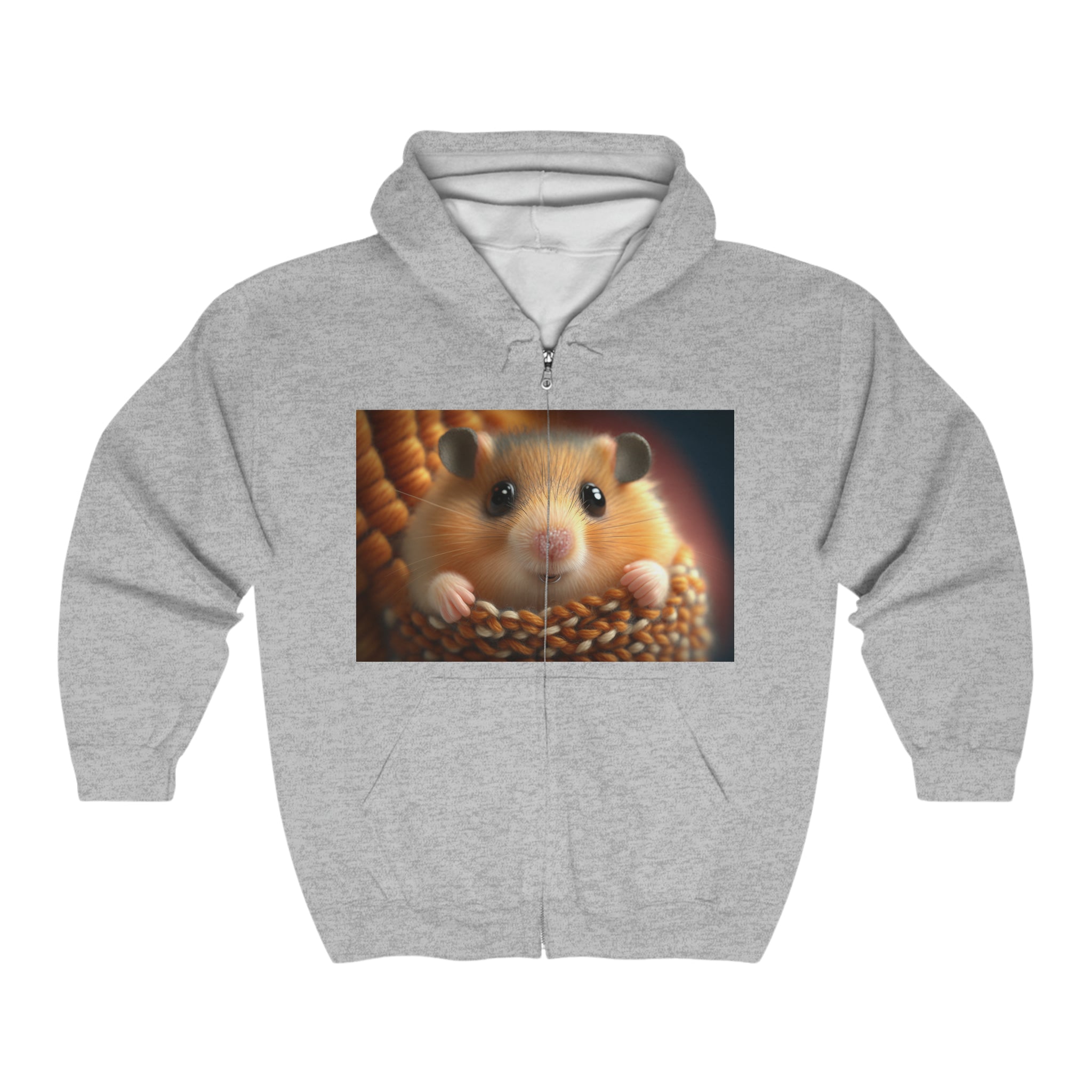 Unisex Heavy Blend™ Full Zip Hooded Sweatshirt - Baby Animals - Hamster