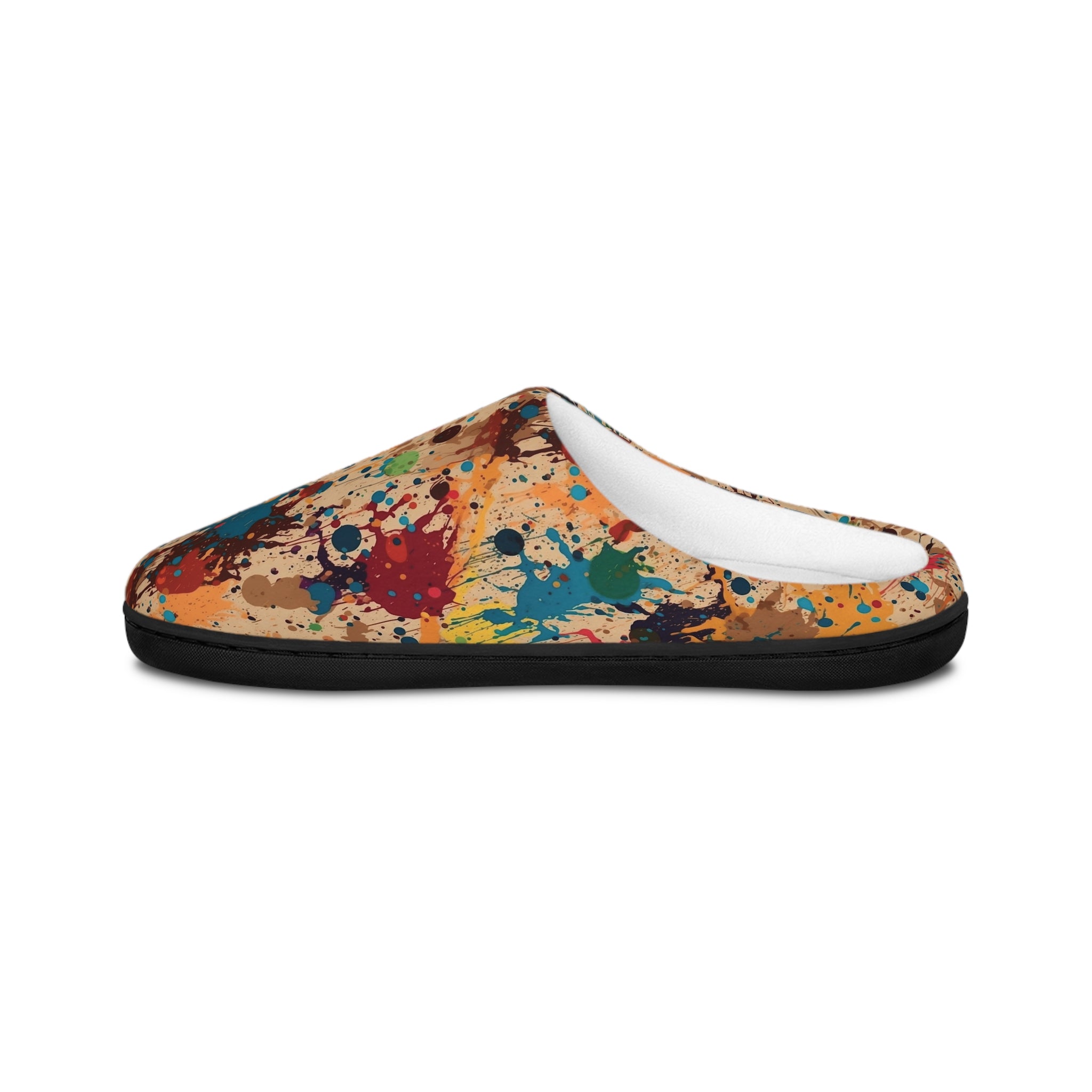 Men's Indoor Slippers (AOP) - Seamless Color Splatter Design 01