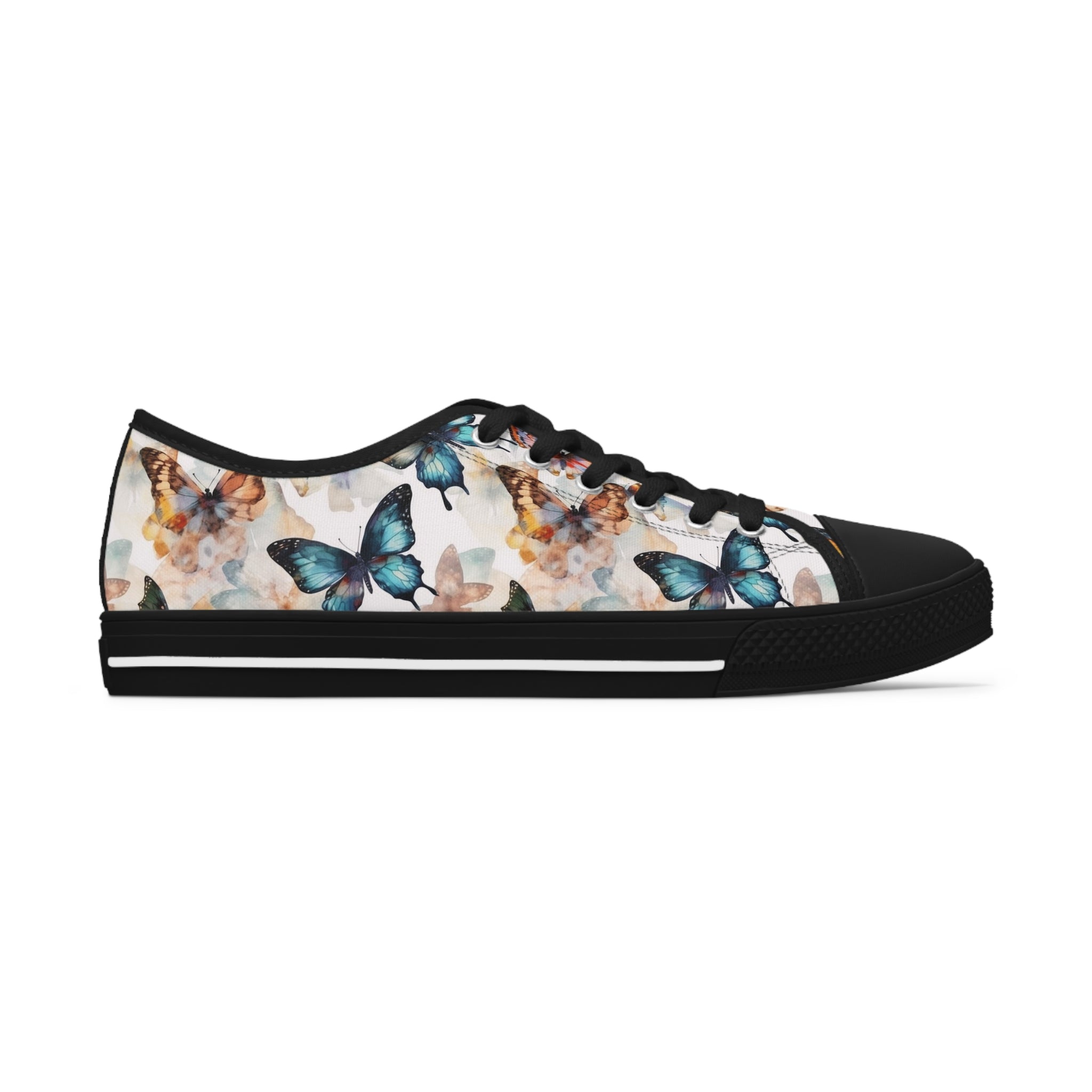 Women's Low Top Sneakers (AOP) - Seamless Butterfly Designs 03
