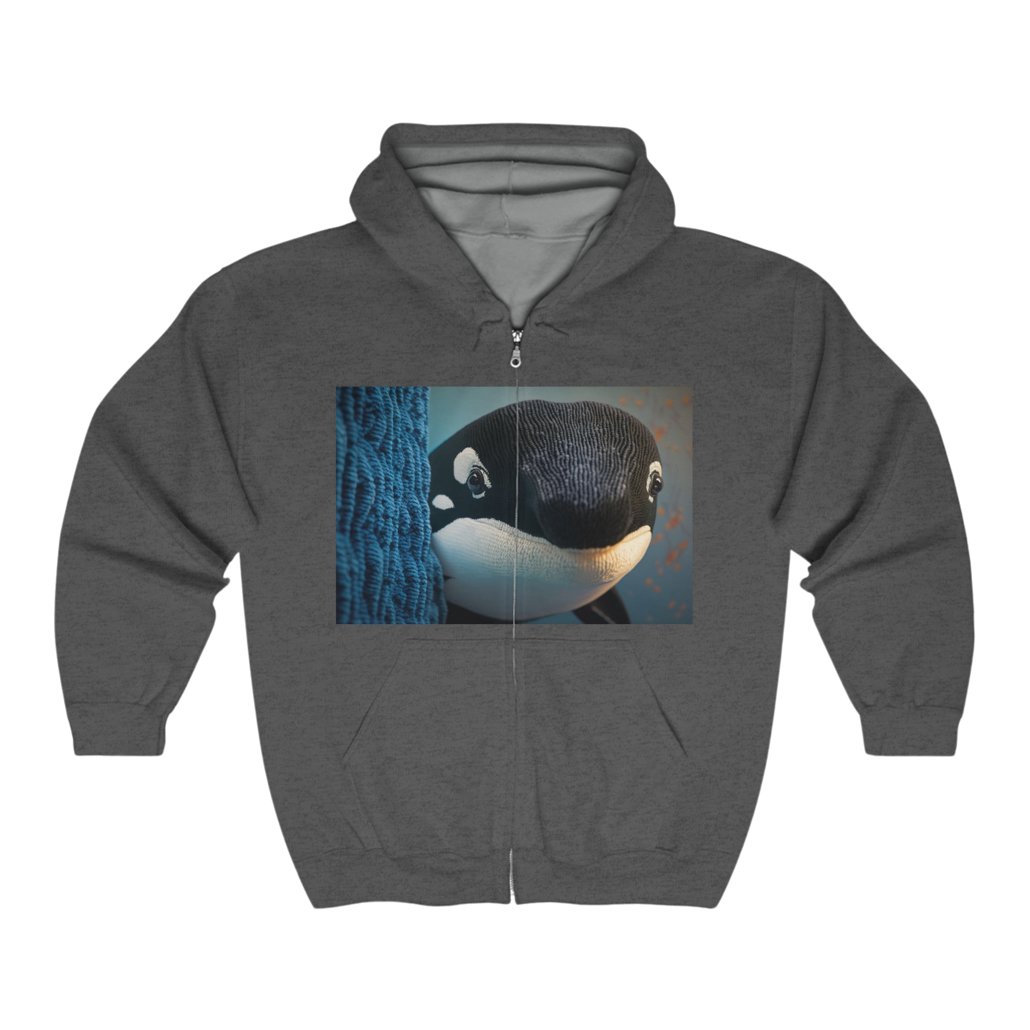 Unisex Heavy Blend™ Full Zip Hooded Sweatshirt - Baby Animals - Orca