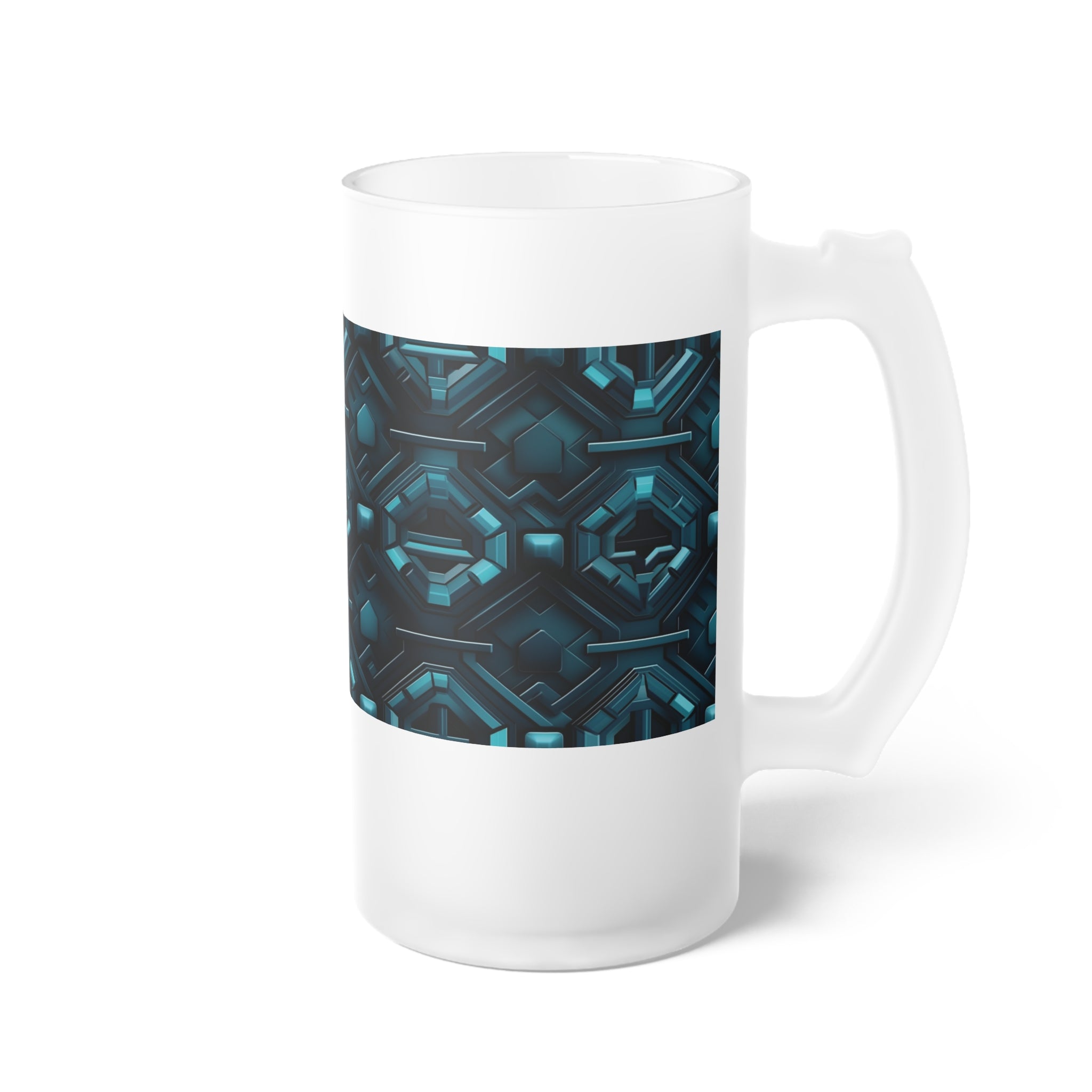 Frosted Glass Beer Mug (AOP) - Seamless Futuristic Designs 08