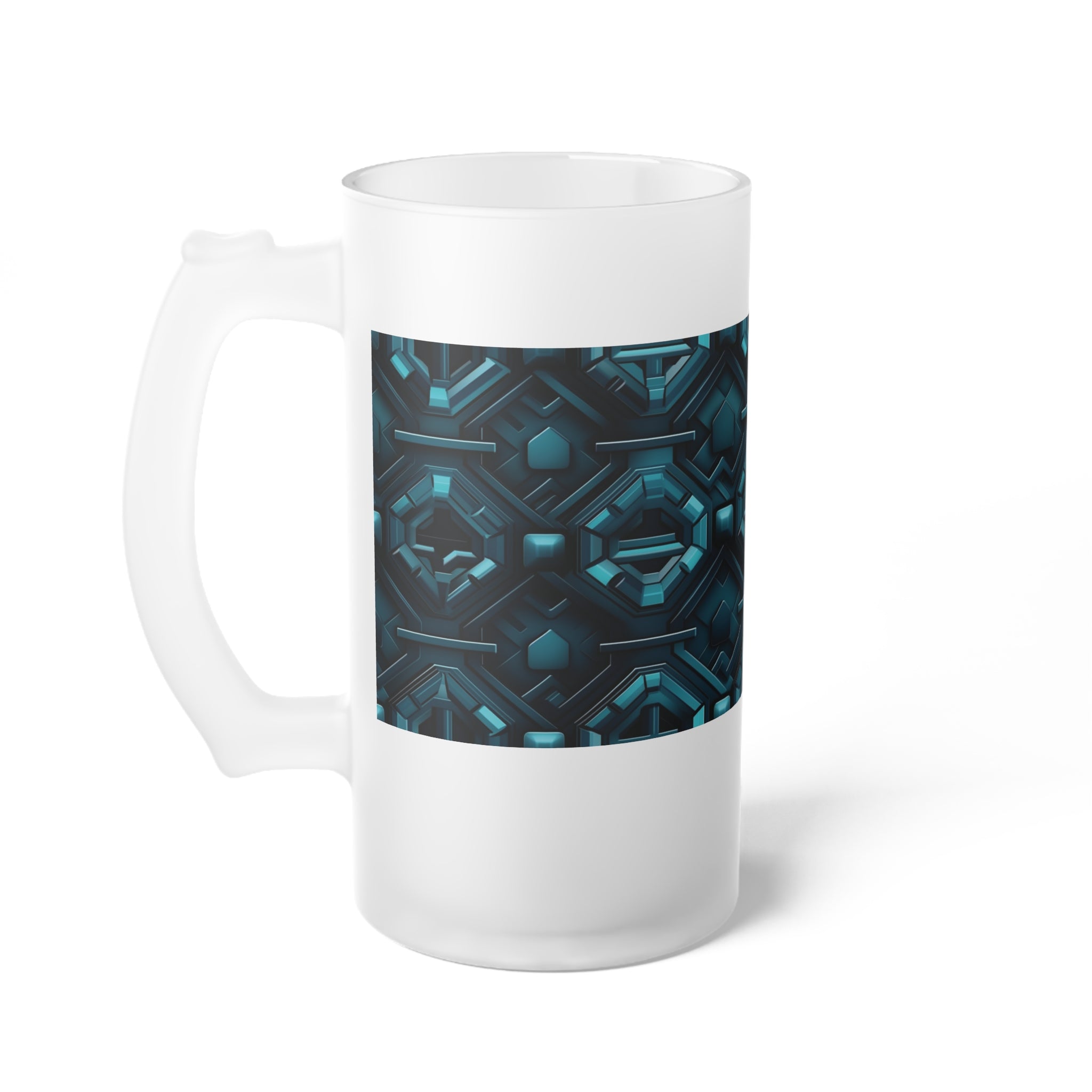 Frosted Glass Beer Mug (AOP) - Seamless Futuristic Designs 08