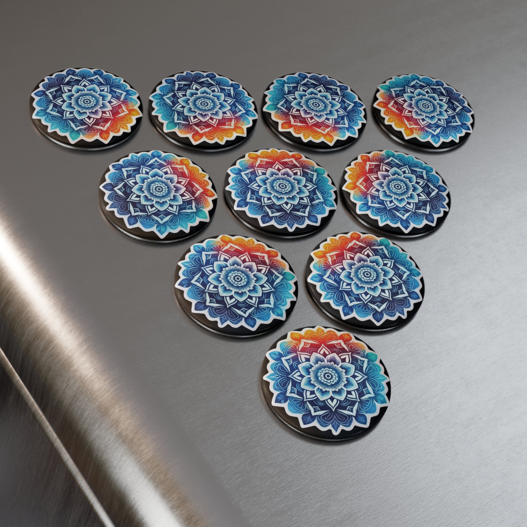 Button Magnet, Round (1 & 10 pcs) - Mandalas 13