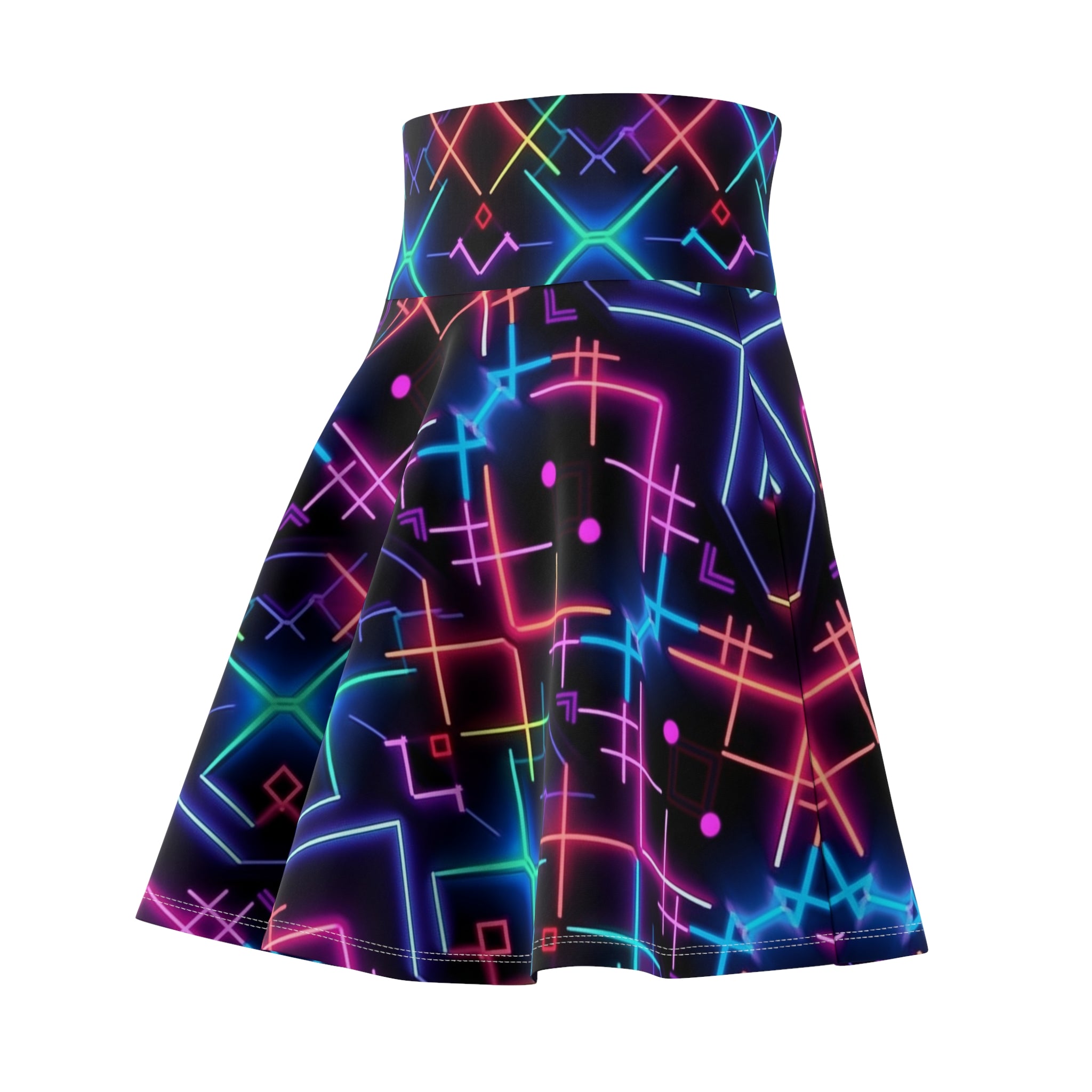 Women's Skater Skirt (AOP) - Seamless Neon Designs