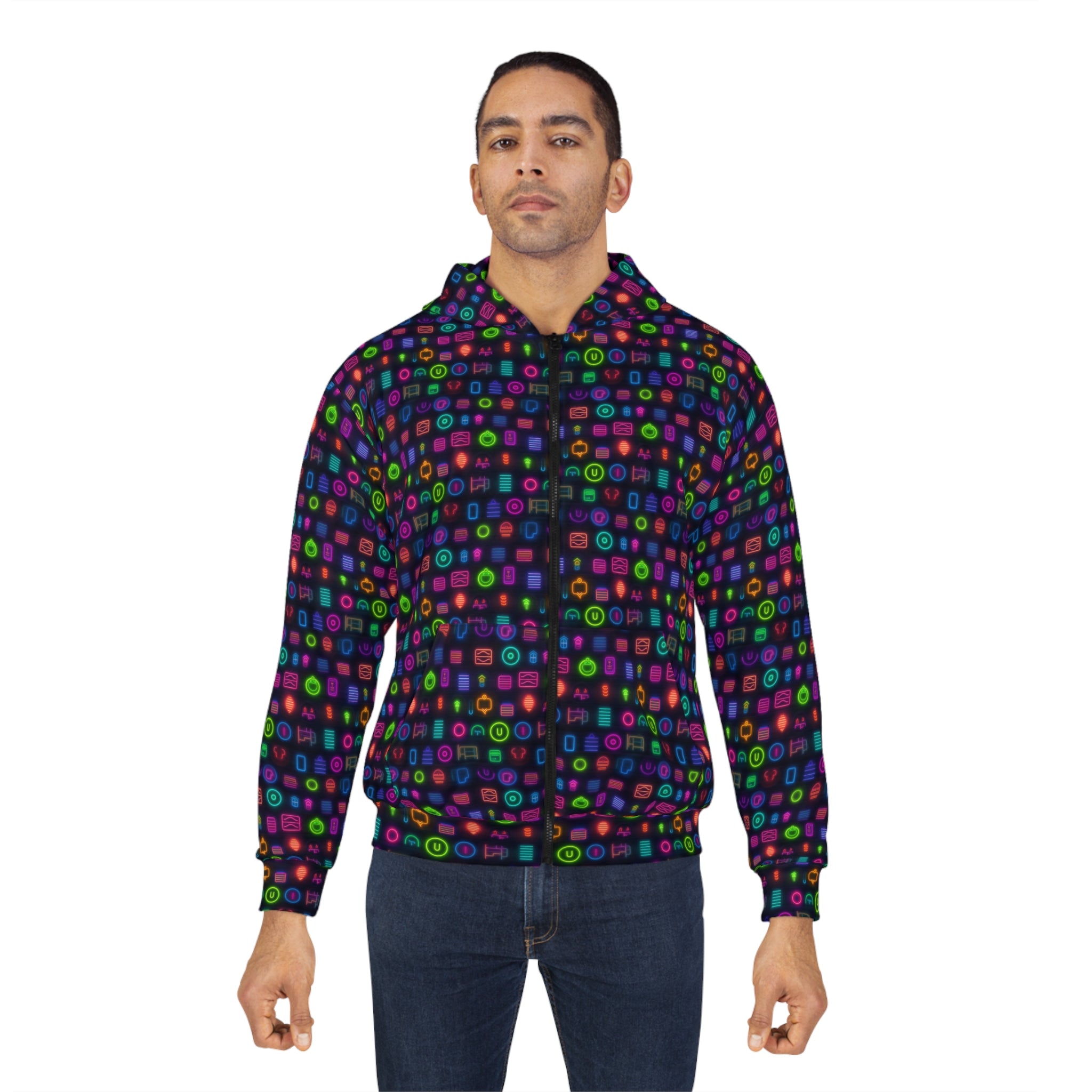 Unisex Zip Hoodie (AOP) - Vibrant Designs 07