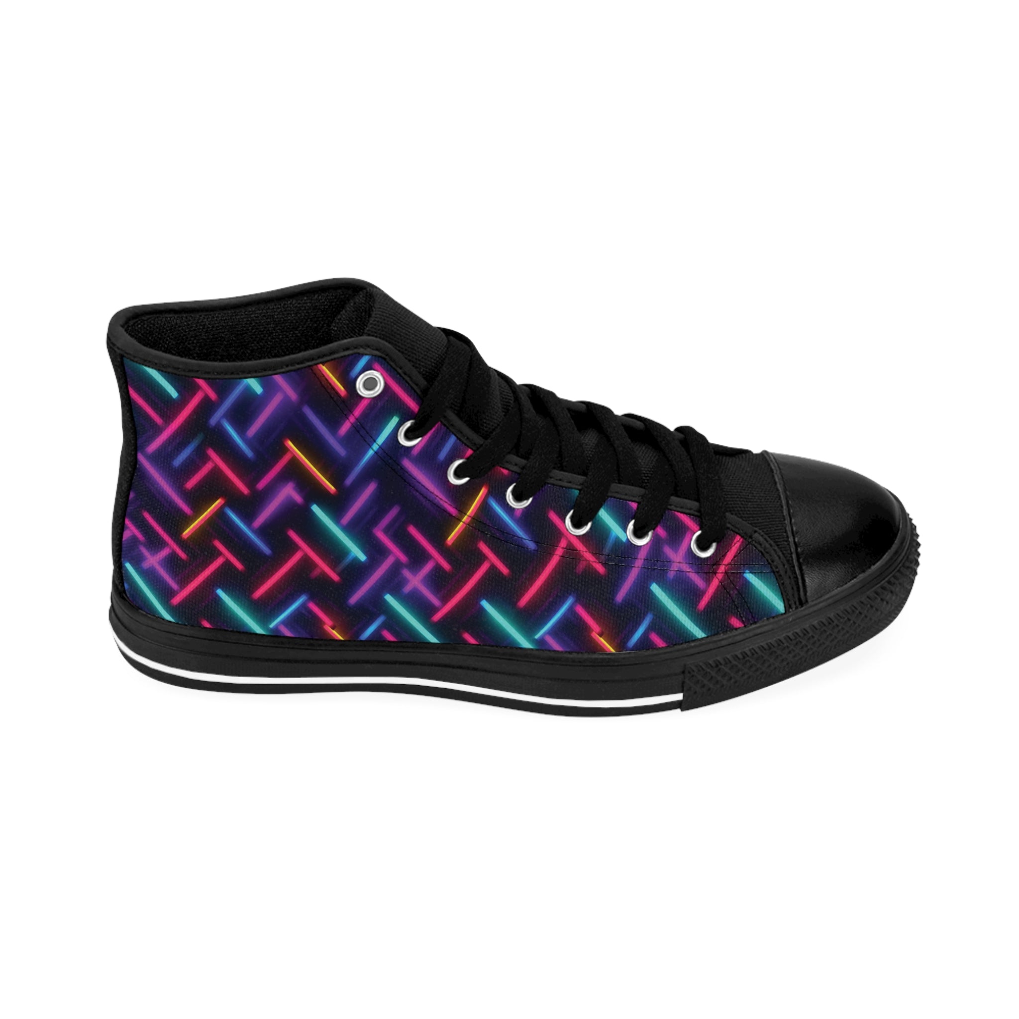 Men's Classic Sneakers (AOP) - Seamless Vibrant Neon Designs 05