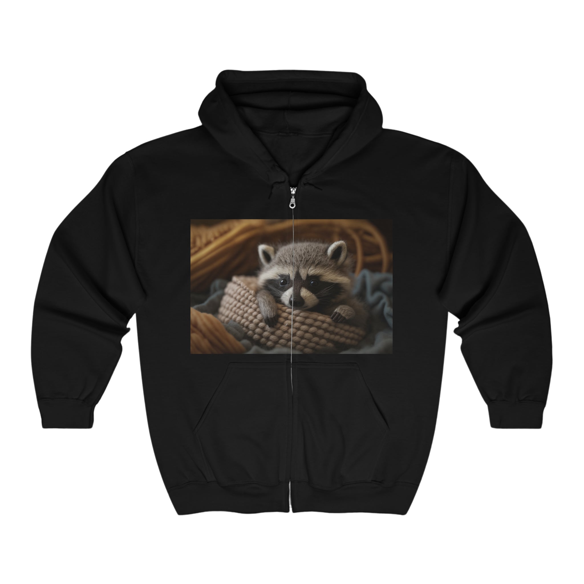 Unisex Heavy Blend™ Full Zip Hooded Sweatshirt - Baby Animals - Raccoon