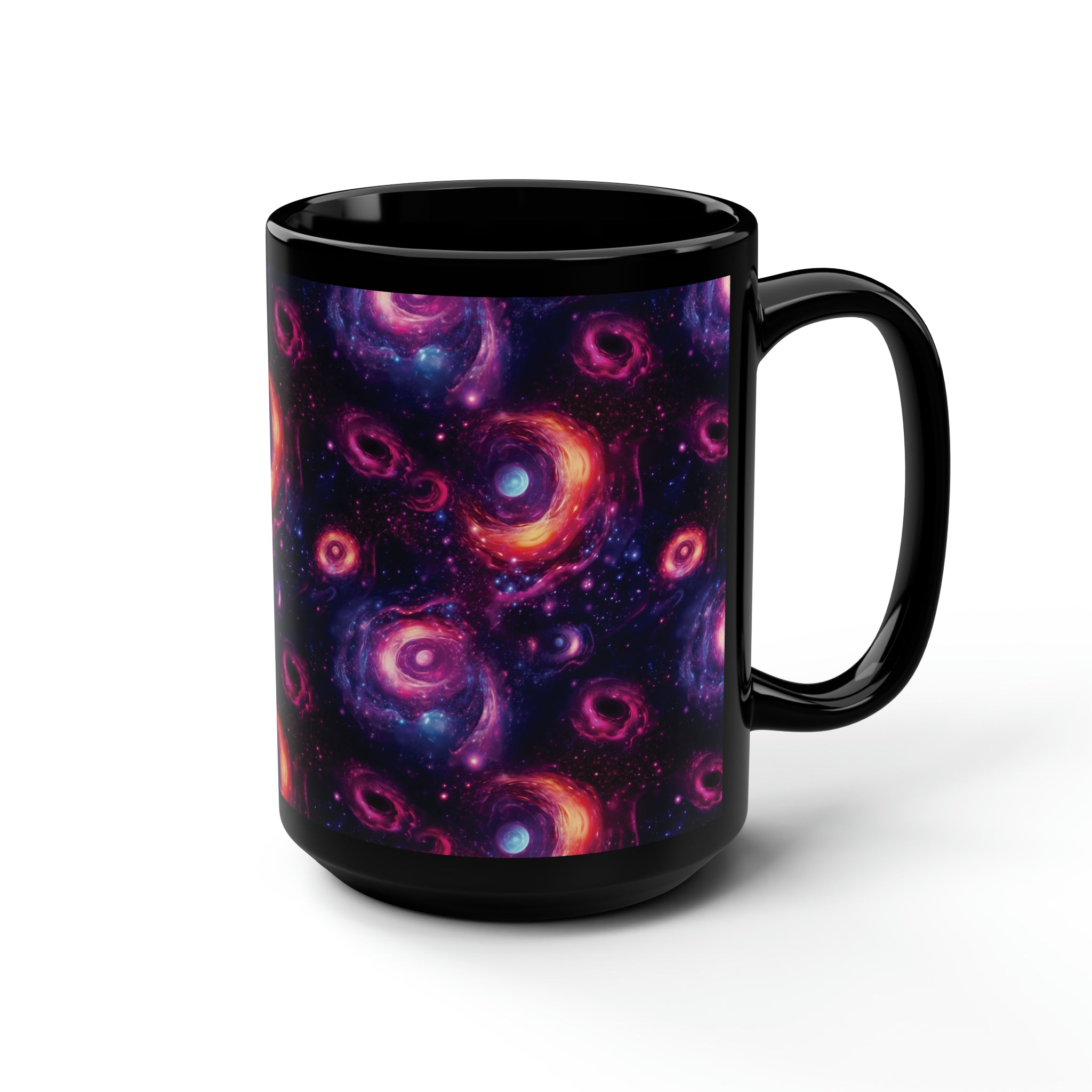 Black Mug, 15oz (AOP) - Fantasy Galaxies 05