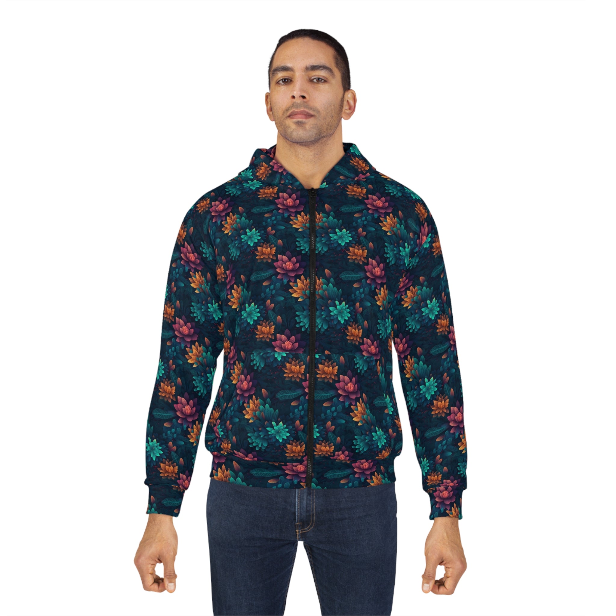 Unisex Zip Hoodie (AOP) - Vibrant Designs 10