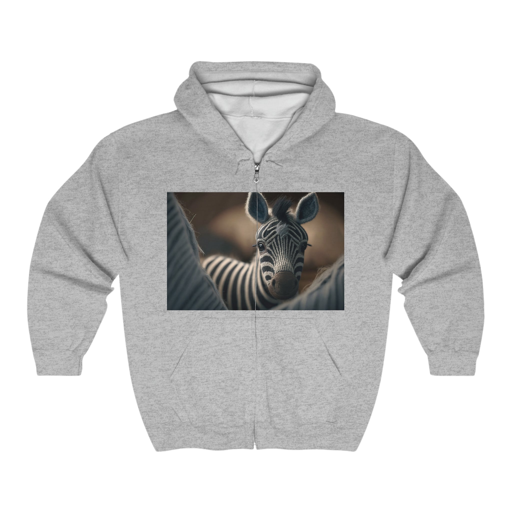 Unisex Heavy Blend™ Full Zip Hooded Sweatshirt - Baby Animals - Zebra