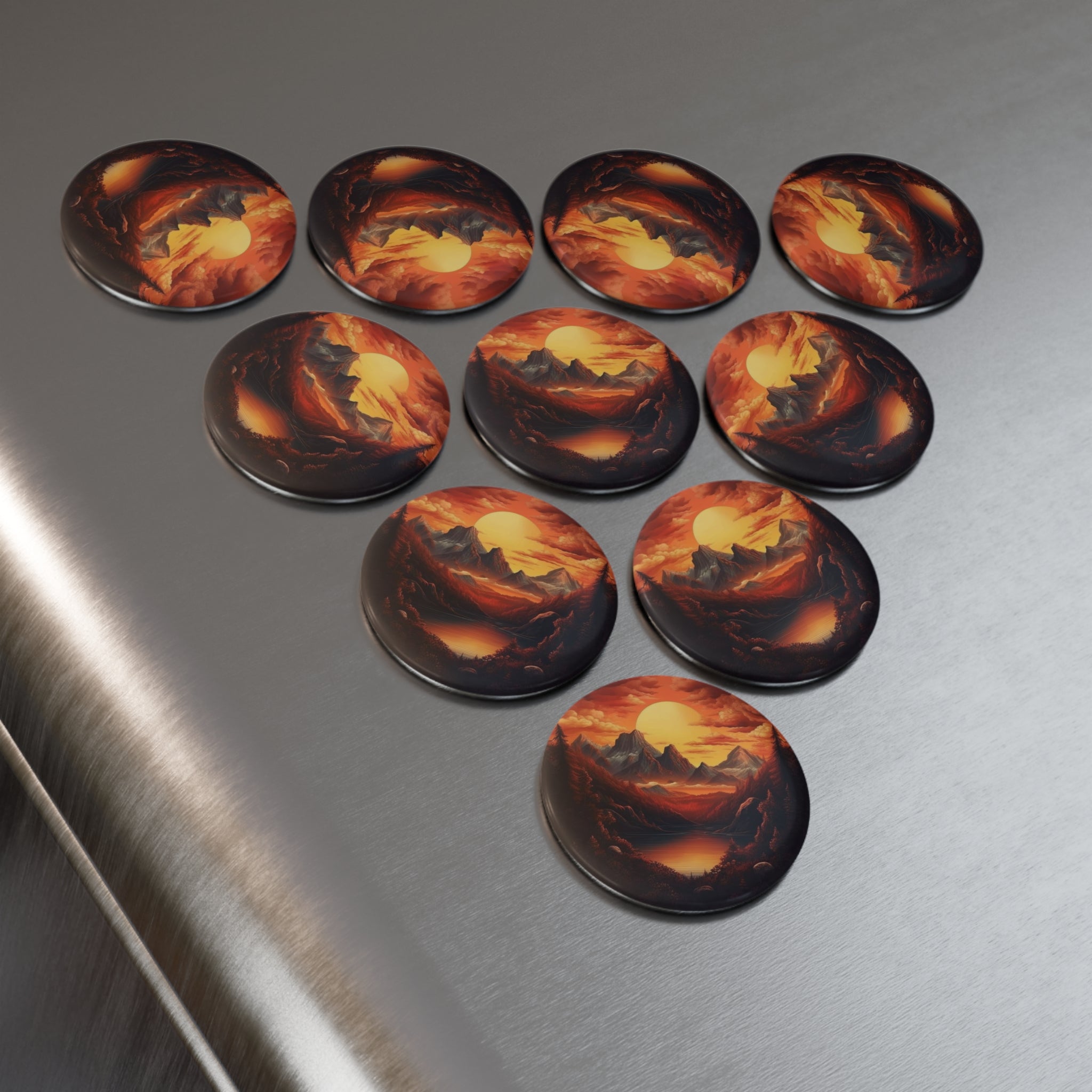 Button Magnet, Round (1 & 10 pcs) - Sunsets 08