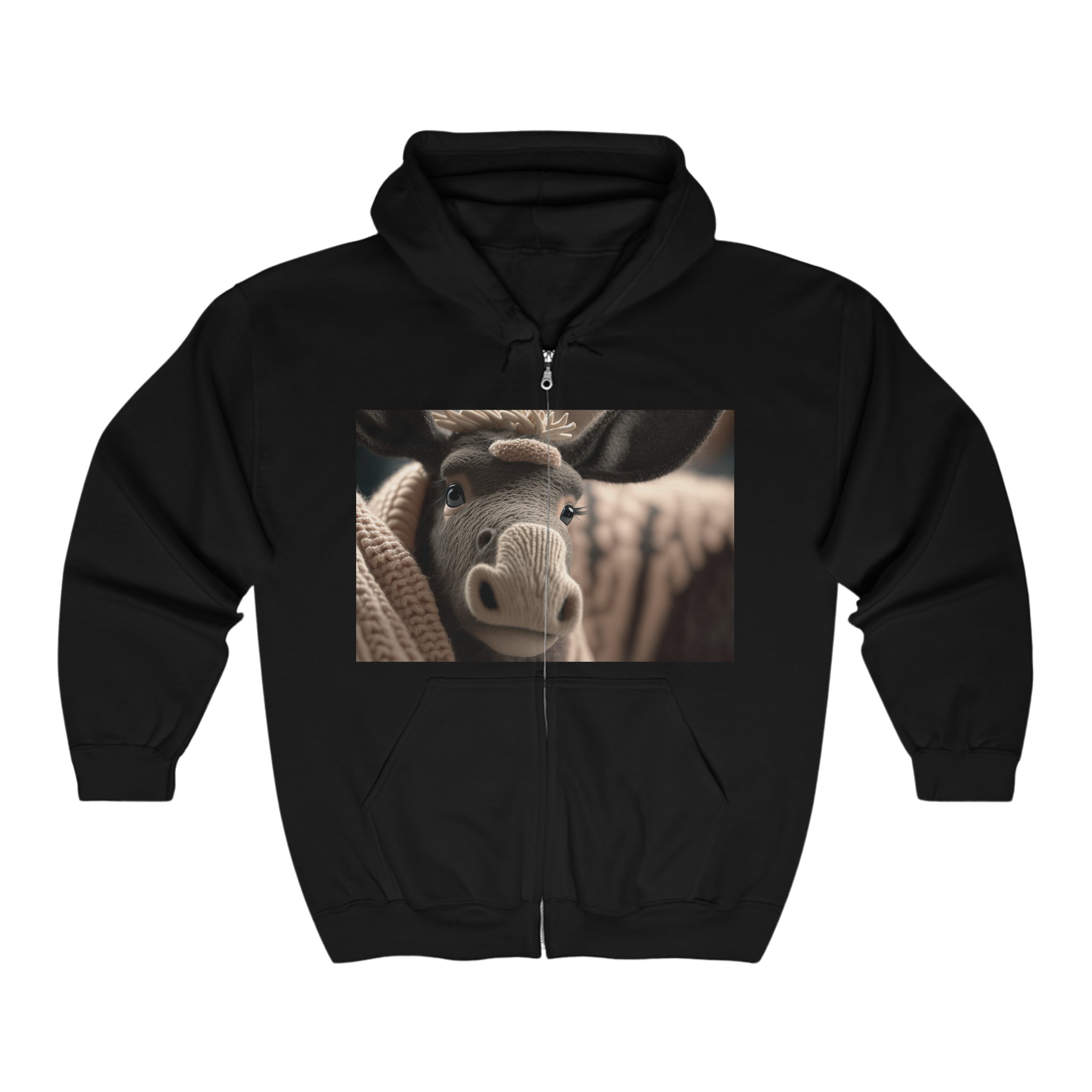 Unisex Heavy Blend™ Full Zip Hooded Sweatshirt - Baby Animals - Moose