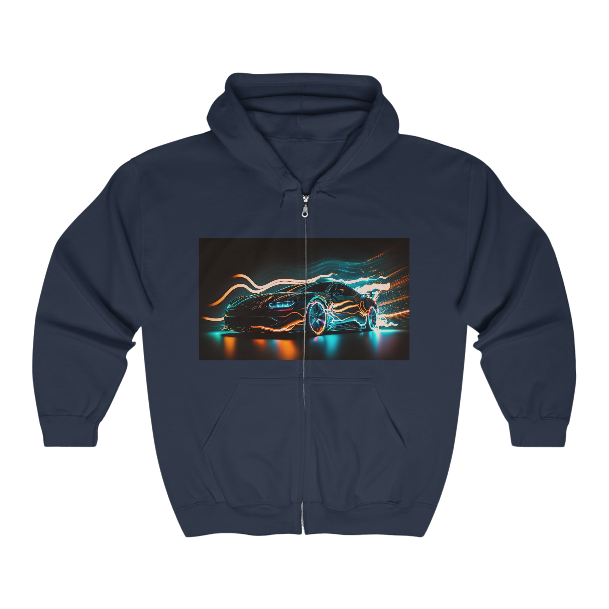 Unisex Heavy Blend™ Full Zip Hooded Sweatshirt - Neon Car 15