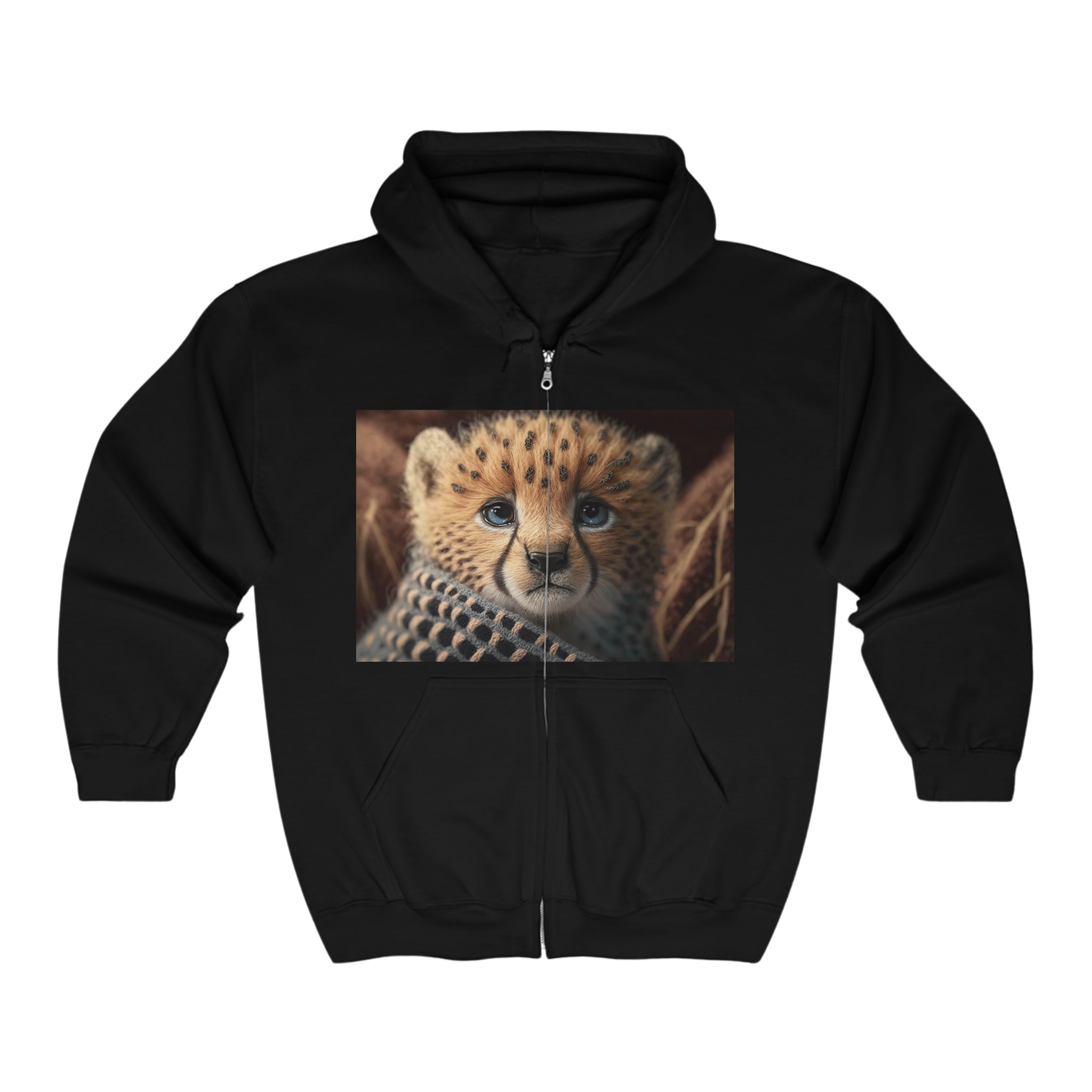 Unisex Heavy Blend™ Full Zip Hooded Sweatshirt - Baby Animals - Cheetah