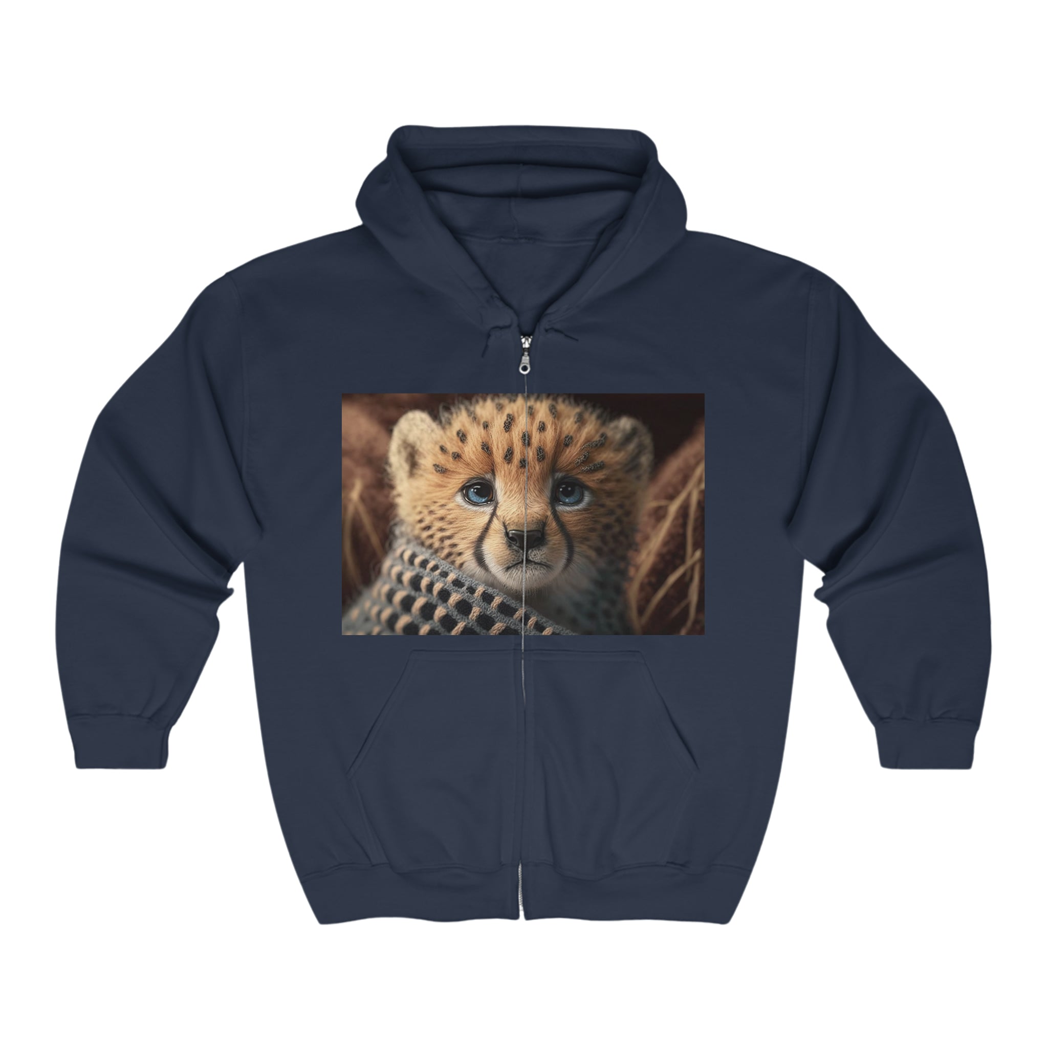 Unisex Heavy Blend™ Full Zip Hooded Sweatshirt - Baby Animals - Cheetah